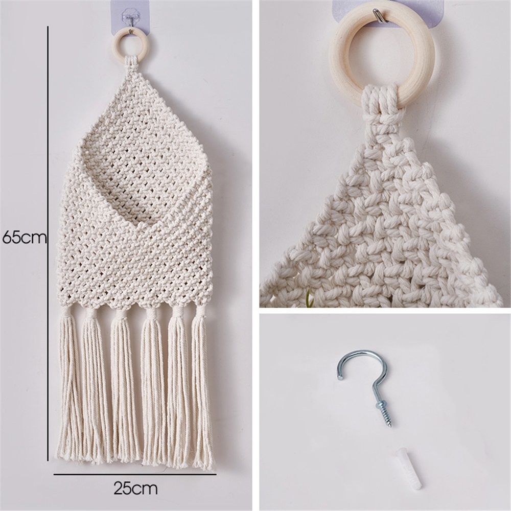 Wall Hanging Basket Decor - Boho Wall Basket Decor - Large Wall Art - Mail Organizer Wall Mount - Key And Letter Holder For Wall - White — image 3