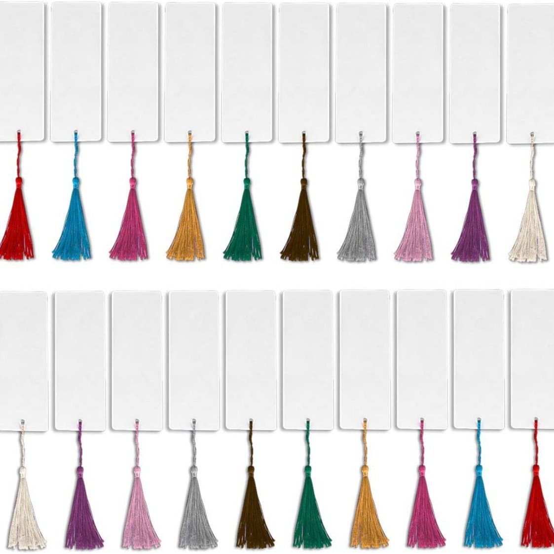 24pcs Blank Bookmarks with Colorful Tassels, White Cardstock Bookmarks Bulk, Craft Paper Bookmarks for DIY Projects and Gifts Tags โ image 2