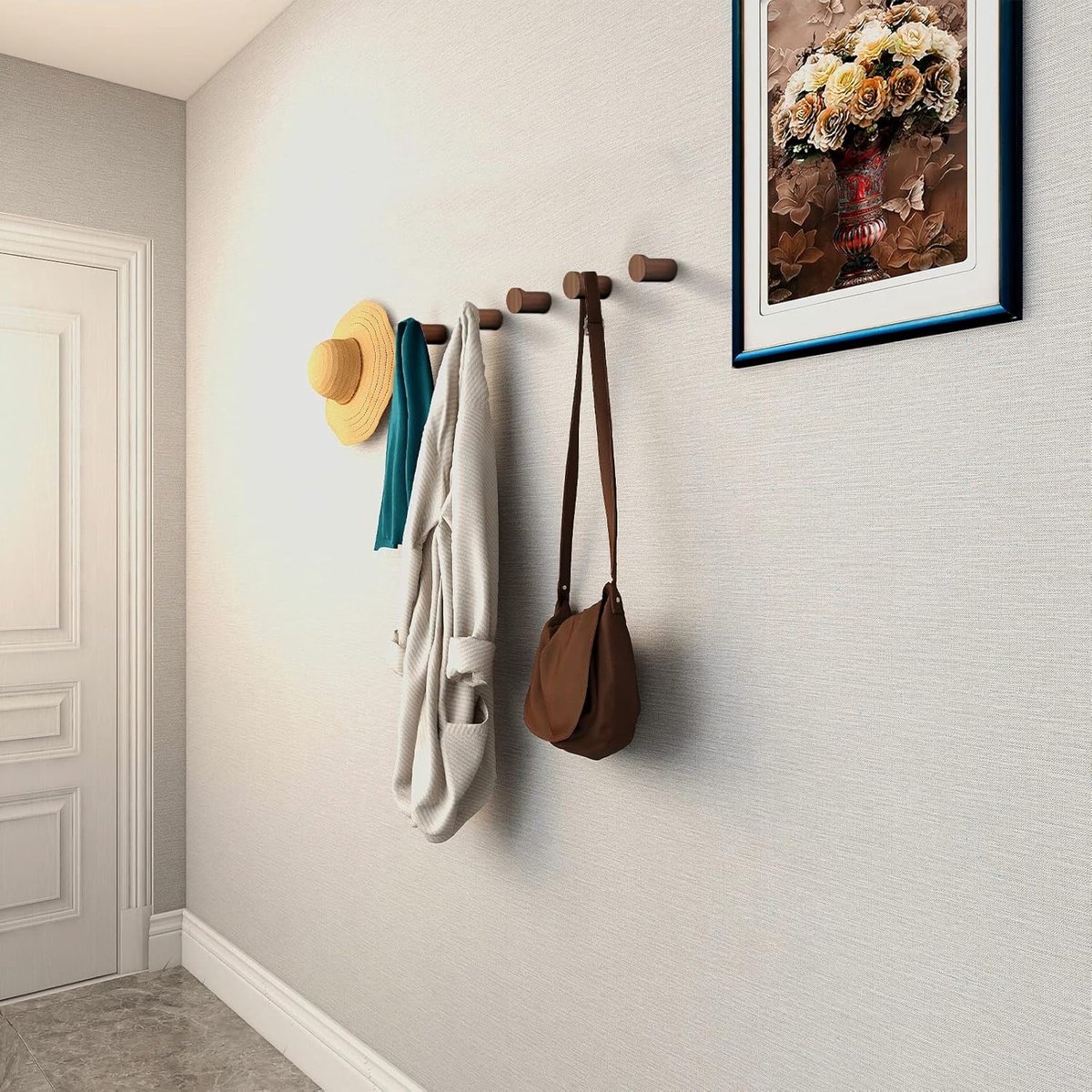 pieces - 3.5*3.5*5 cm - hook - wooden wall hooks - wall-mountable wooden hooks - sturdy clothes hook - decorative towel hook - for towels, hats and decorative — image 3