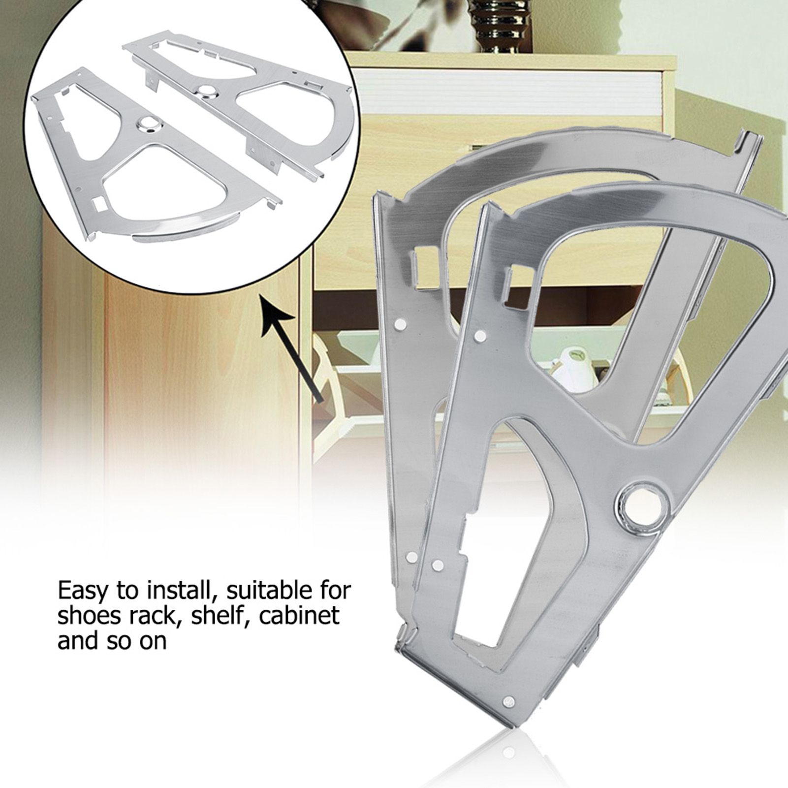 2Pcs Stainless Steel Shoes Drawer Cabinet Hinges Turing Rack Replacement Fittings(1 Layer) โ image 6
