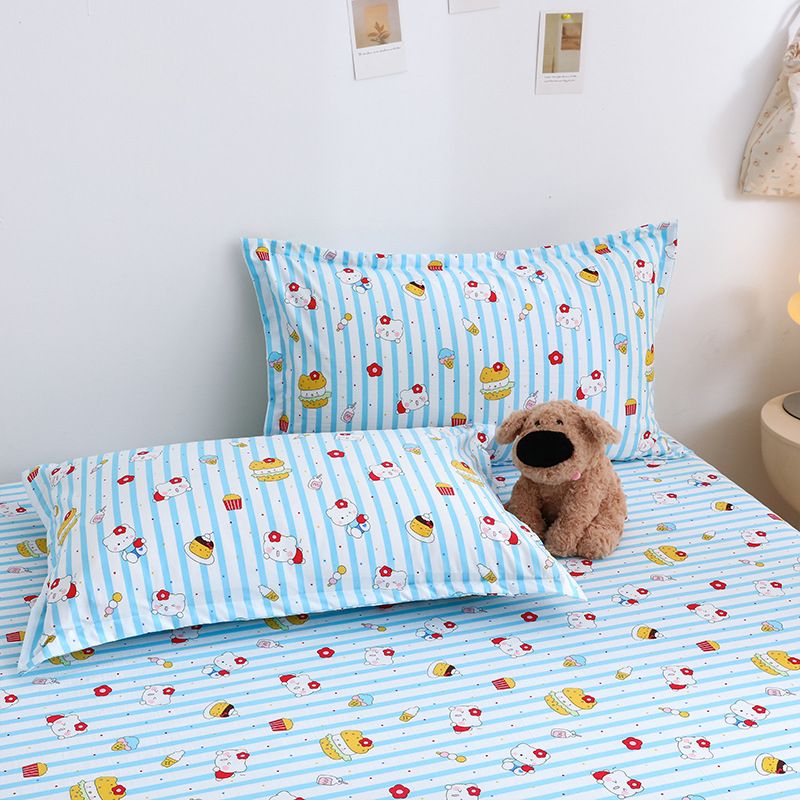 Yuan sheng Home Textiles Pure Cotton Cartoon Dog Sheet Blue cat 200*220cm standard model โ image 3