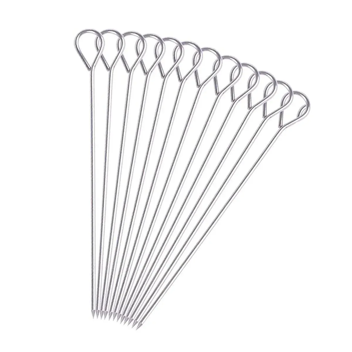 12PC Metal BBQ Skewers Reusable 20cm Grill Sticks Kebab Grilling Tools — image 2
