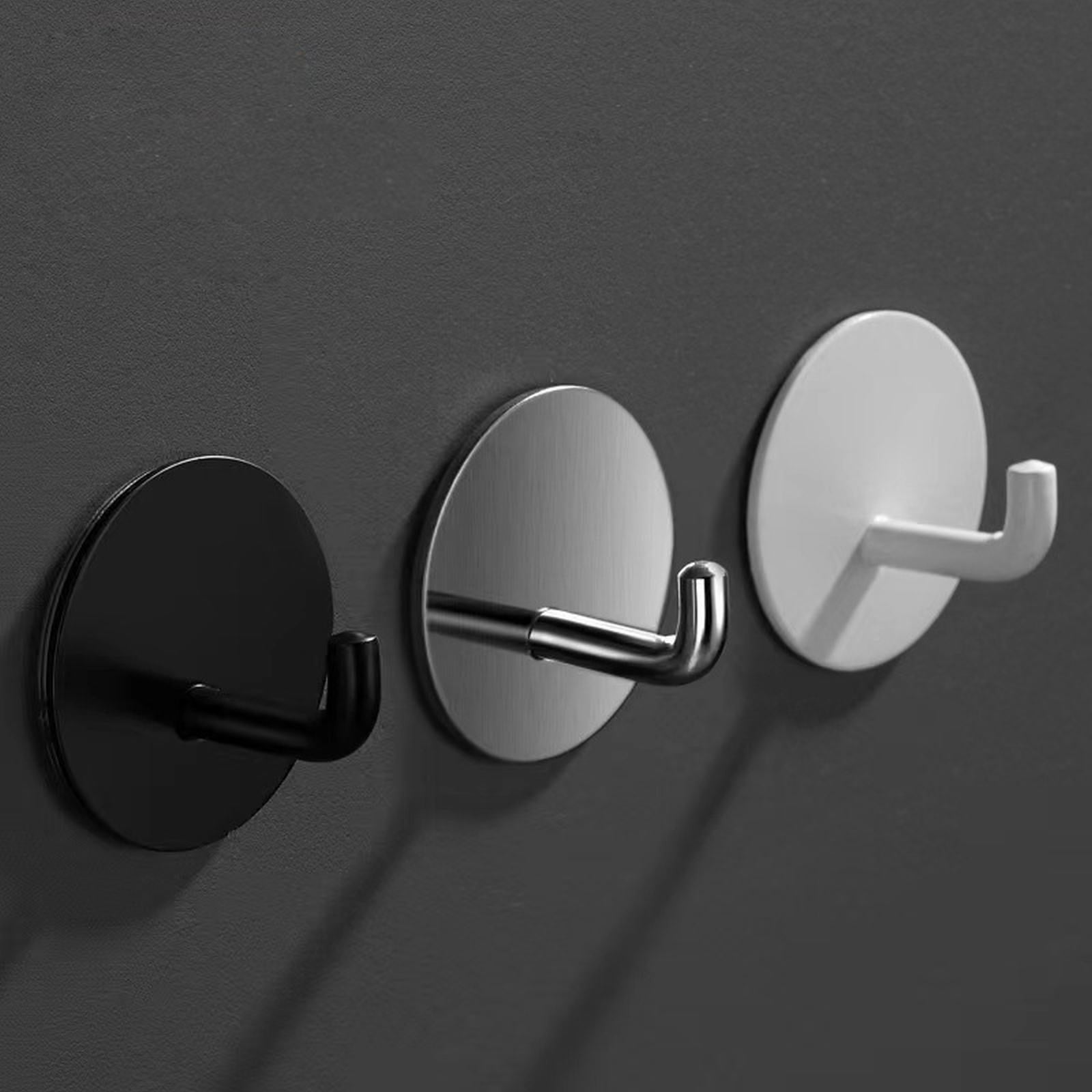 4 Pieces Waterproof Adhesive Wall Hooks for Hanging Loofah, Towels Clothes for Bathroom Removable Stainless Steel, Silver, 4.6 x 4.6 cm โ image 6