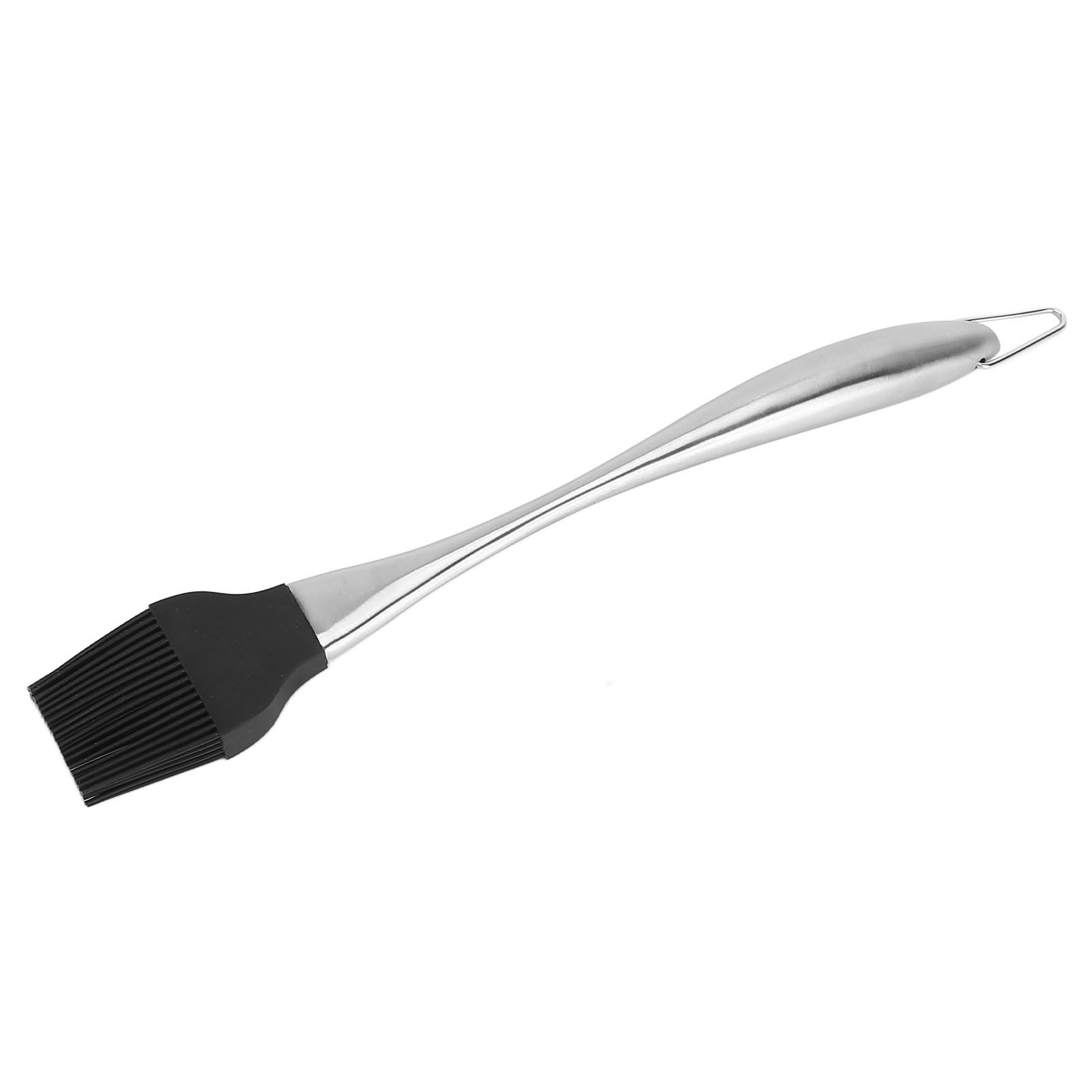 Silicone Brush Stainless Steel Handle High Temperature Resistant Kitchen Baking Barbecue Sauce Oil BrushCurved Handle Large Black — image 2