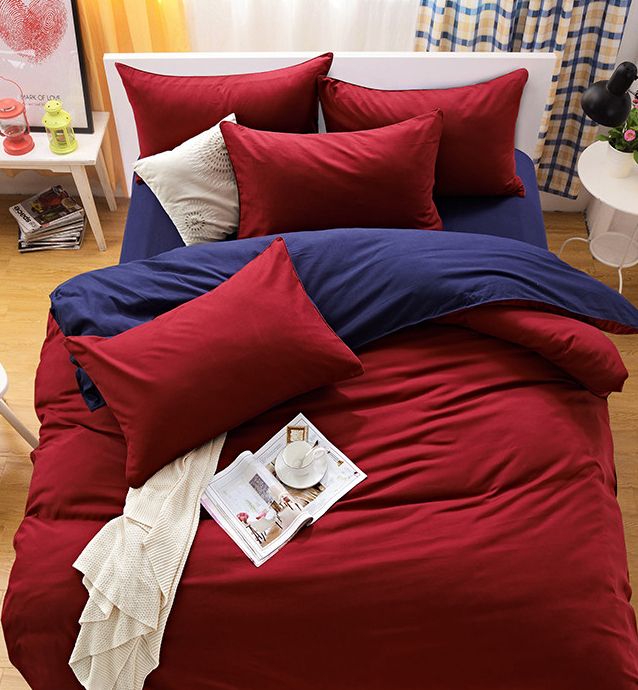 1000TC Reversible Queen Size Blue and Red Duvet Quilt Cover Set โ image 3