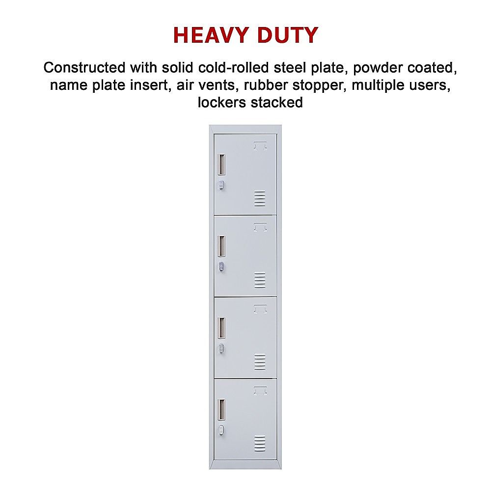 4-Door Vertical Locker for Office Gym Shed School Home Storage — image 7