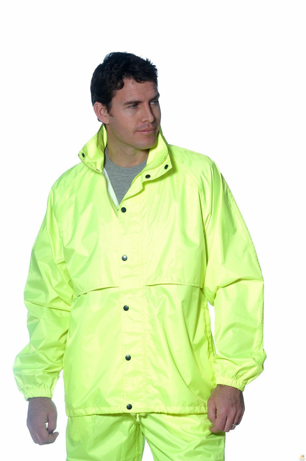 HUSKI STRATUS RAIN JACKET Waterproof Workwear Concealed Hood Windproof Packable - Yellow Fluro โ image 6