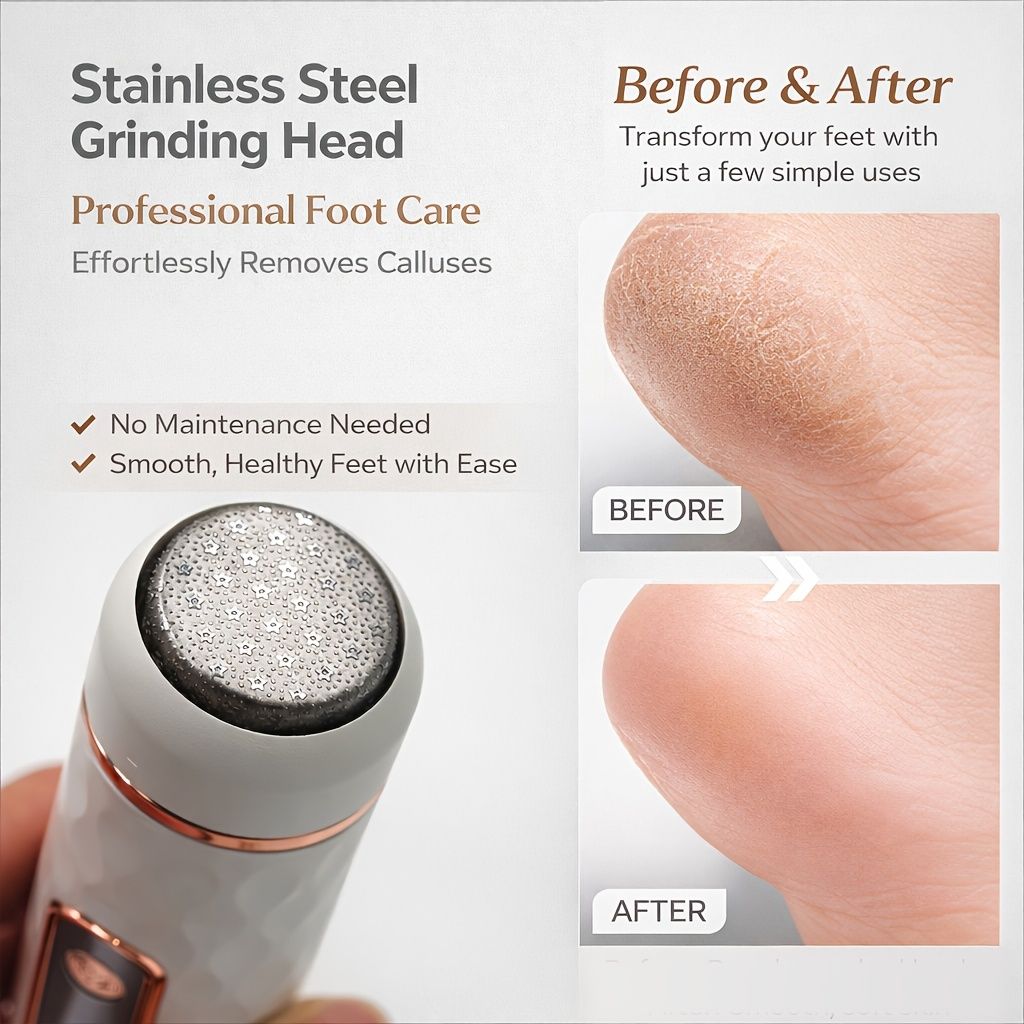 Electric Foot File, Automatic Callus Remover, Rechargeable Portable Pedicure Device with Replaceable Heads for Cracked Heels White — image 4