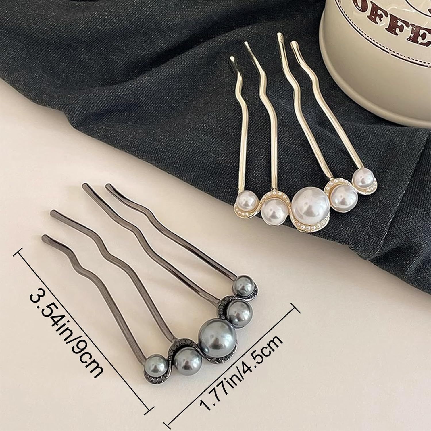6 Pcs Wedding Pearl Hair Comb U-Shape Side Comb legant Vintage French Pearl Hair Pins Hair Clip Bridal Hair Accessories for Brides, Bridesmaid, Party, Daily — image 2