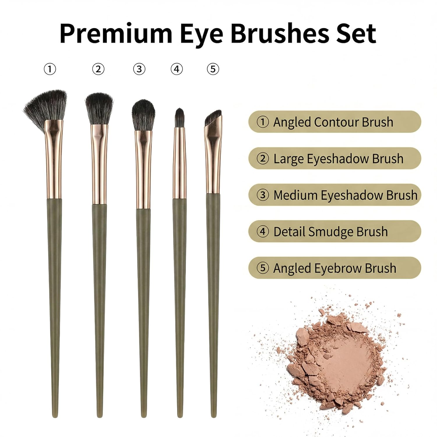 Eye Makeup Brush Set, 5 Pcs Eye Shadow Brushes Set Professional Eyeshadow Makeup Blending Brushes with Synthetic & Wood Handle Angled Eyeshadow Brush for โ image 2