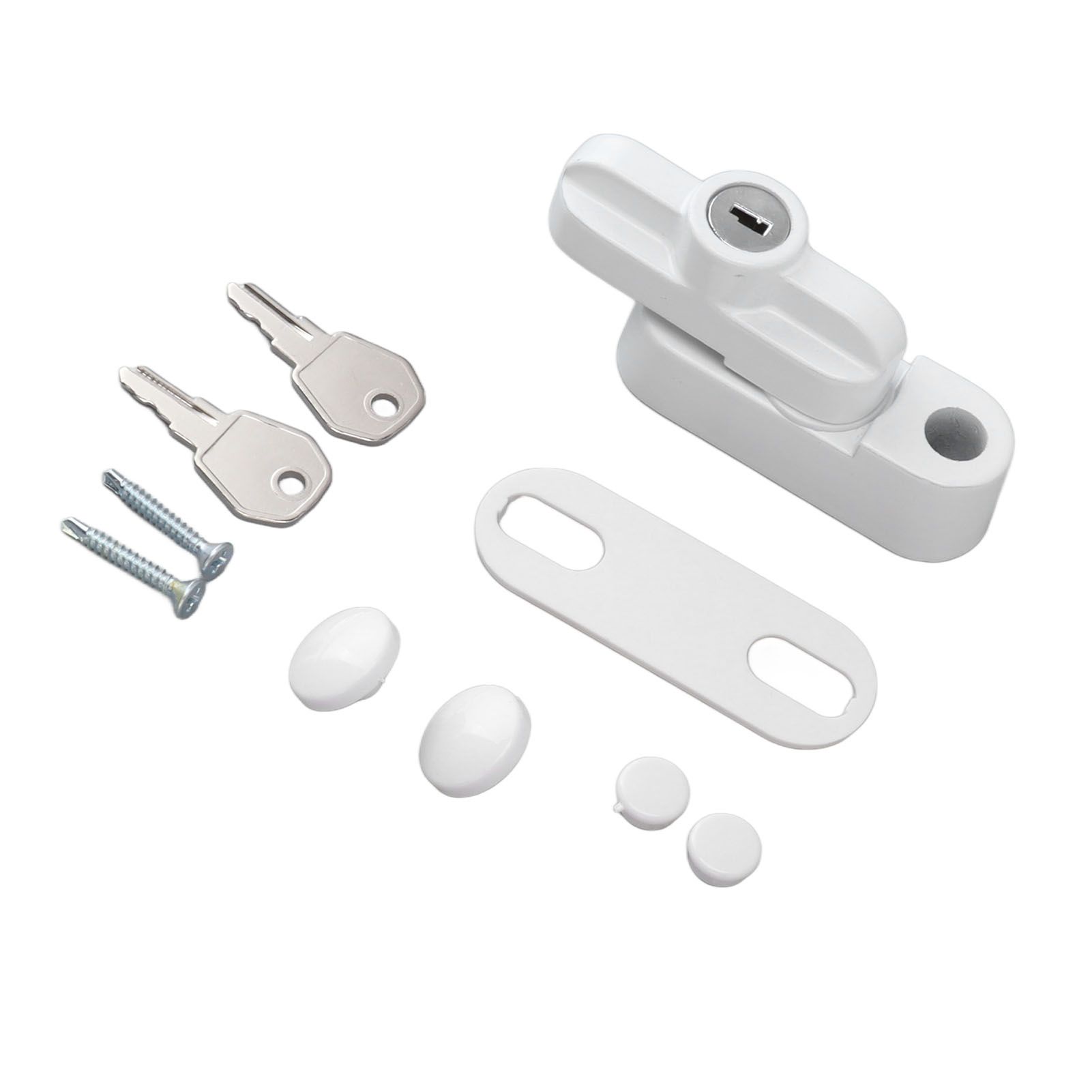 External Window Lock Catch Aluminum Alloy Anti Theft Flat Window Buckle Lock for Single Double Windows White — image 2