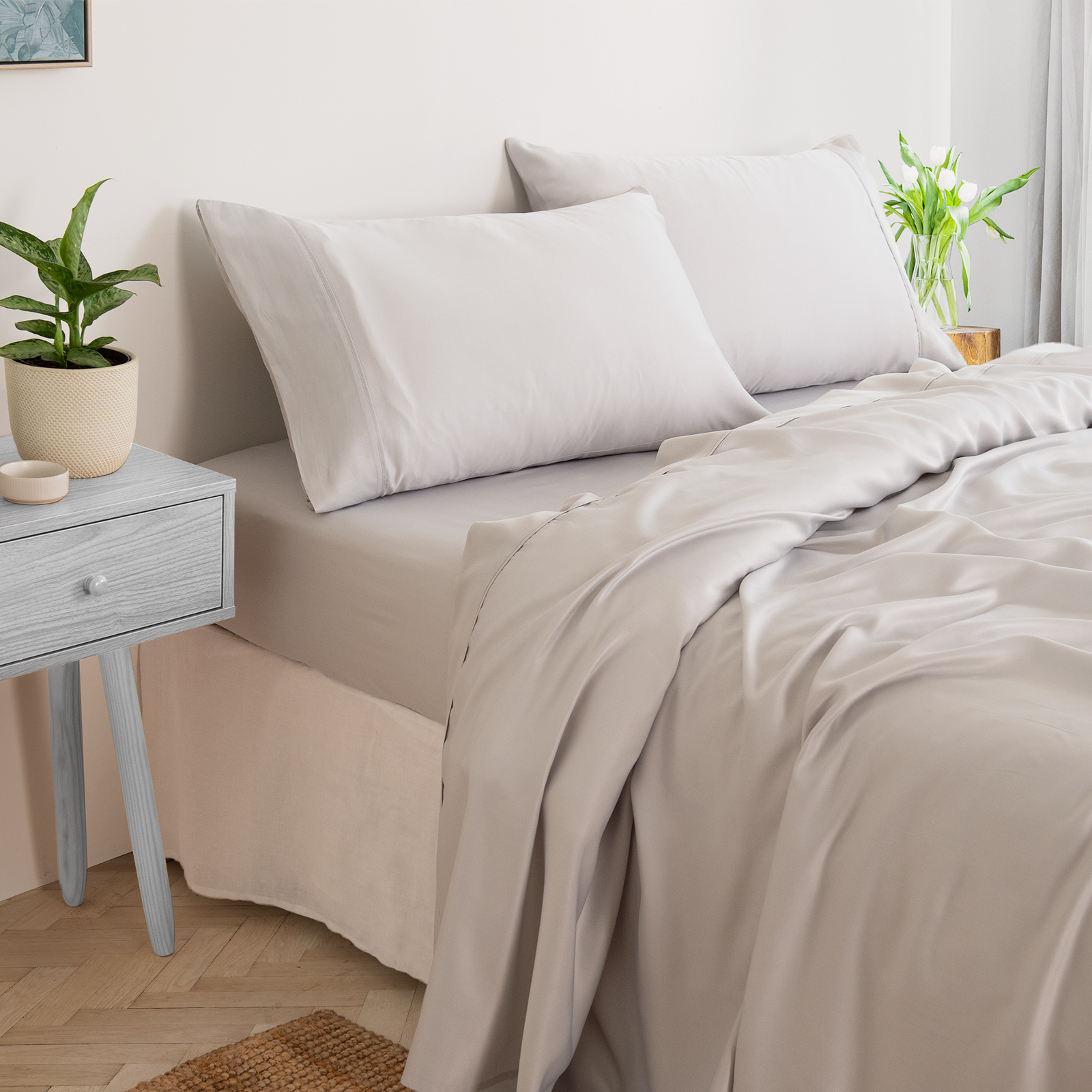 Royal Comfort 3000 Thread Count Bamboo Cooling Sheet Set - King - Mid Grey โ image 4