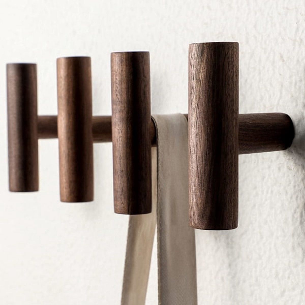 4 Pieces Wooden Coat Hook, Wall Hook, Natural Wooden Wall Coat Rack, Wall Mounting