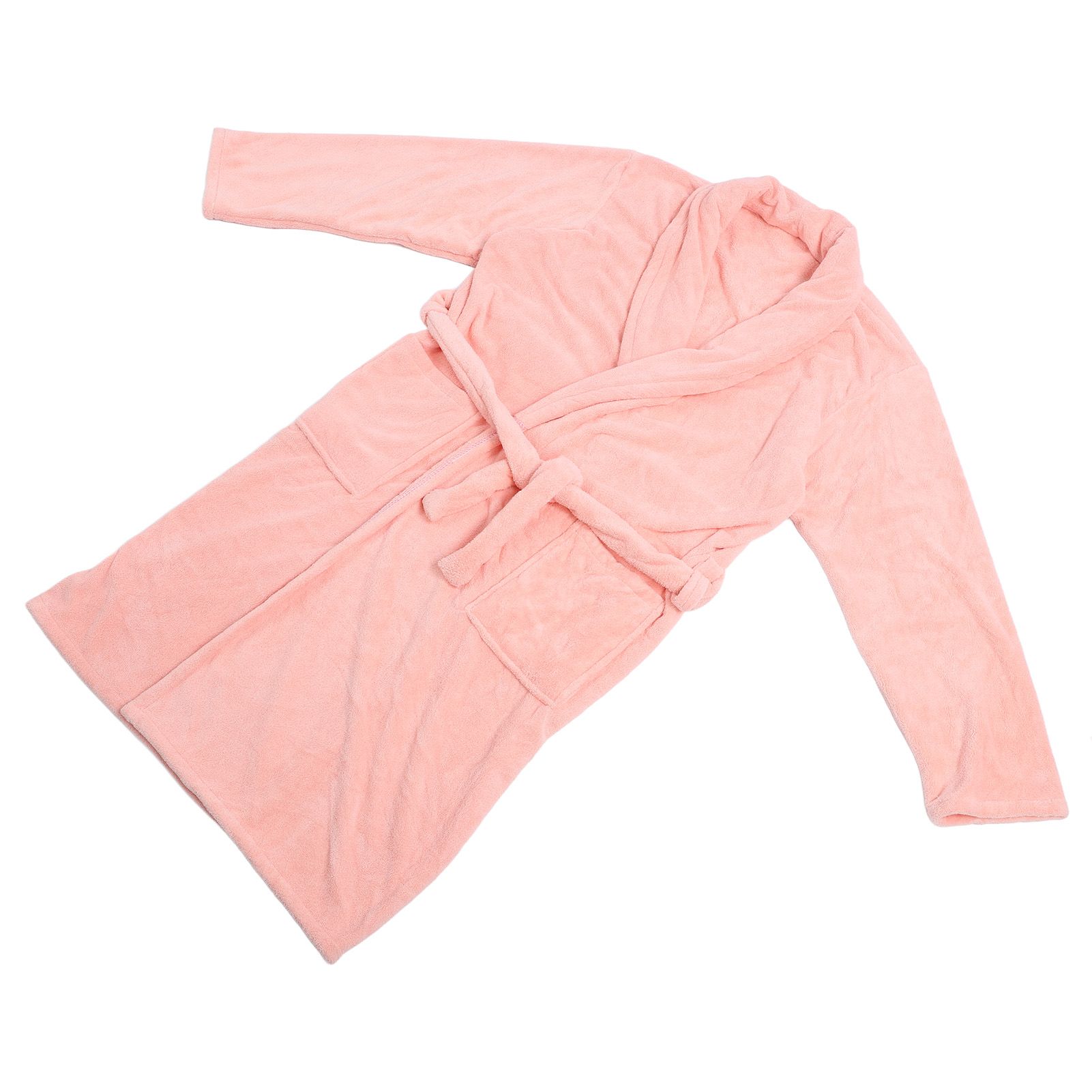 Bathrobe Coral Velvet Thicken Soft Water Absorbent Warm Belt Design Couple Bathrobe for Home Hotel Pink — image 6