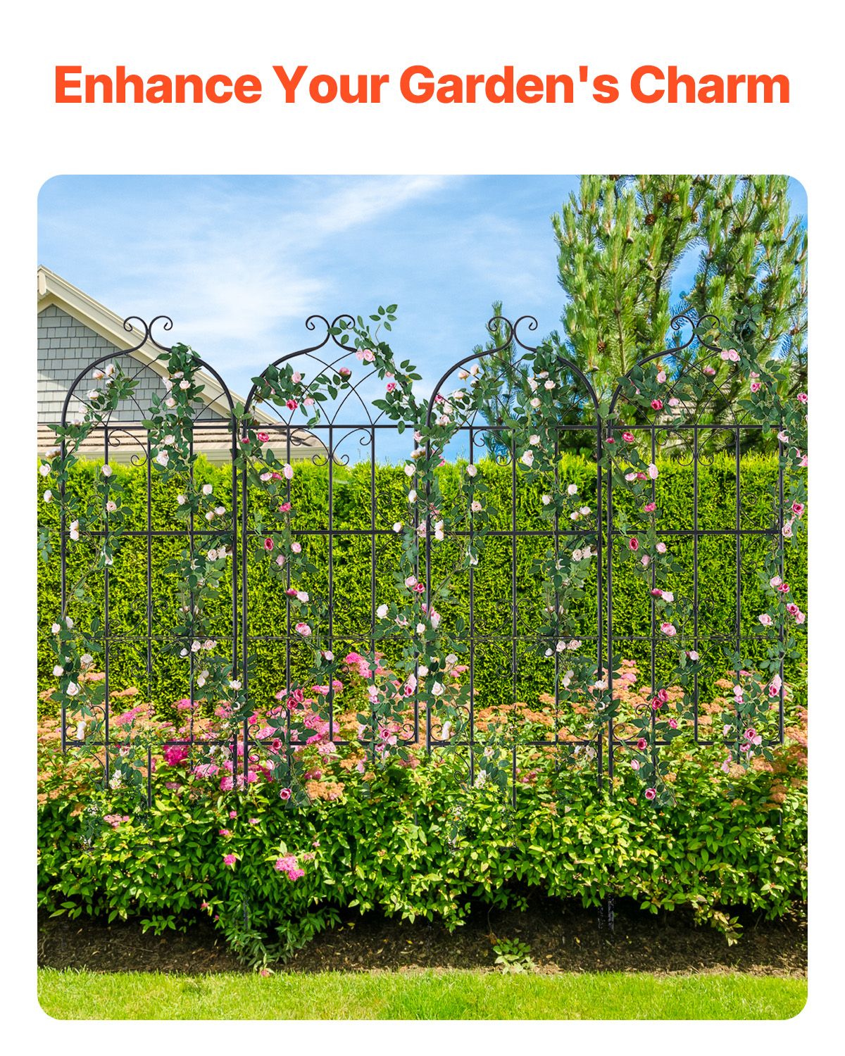 4 Packs Metal Garden Trellis for Climbing Plant Support 71 × 20 in Rustproof — image 3