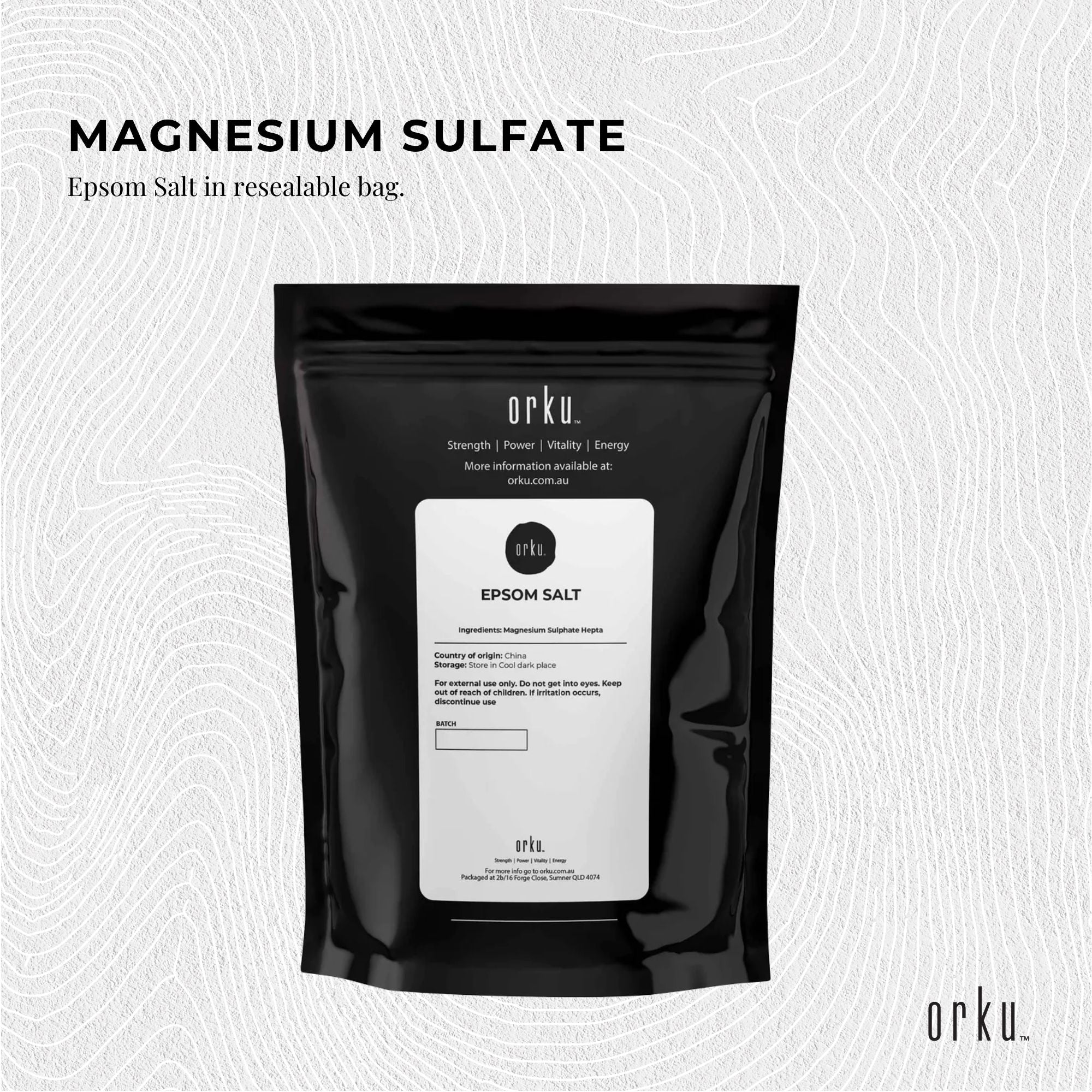 Orku 2Kg Epsom Salt - Magnesium Sulphate Bath Salts For Skin Body Sulfate — image 3