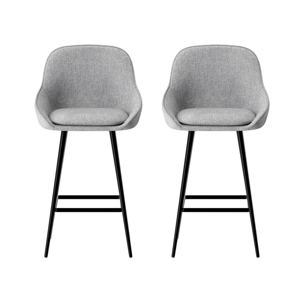 Artiss 2x Bar Stools Upholstered Stool Counter Seat Kitchen Dining Chairs โ image 3