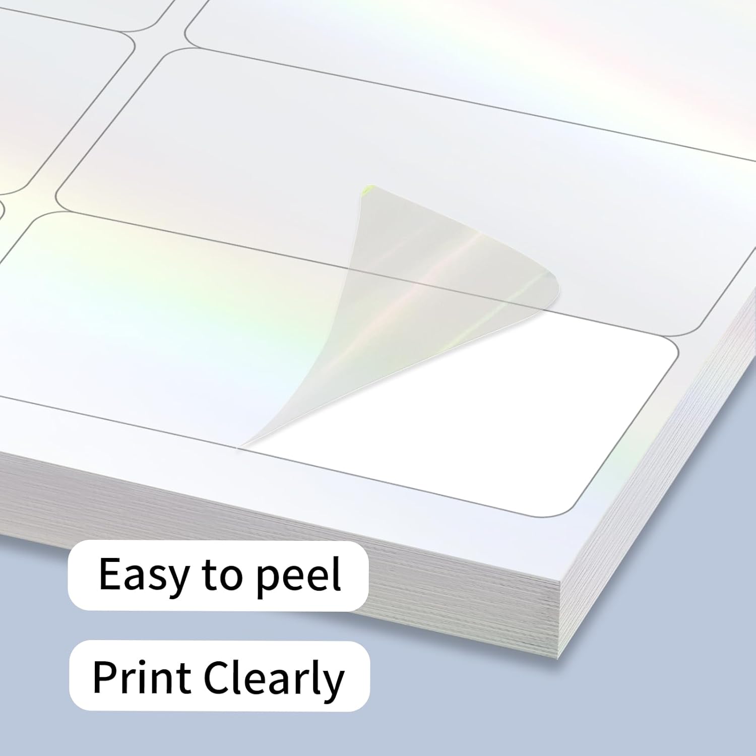 STARLIBOO Transparent Stickers Labels -1" x 2-5/8" Clear Address Labels Mailing Stickers for Laser/Inkjet Printer 8.5"×11"- 20 Sheet (Clear Holographic) — image 5