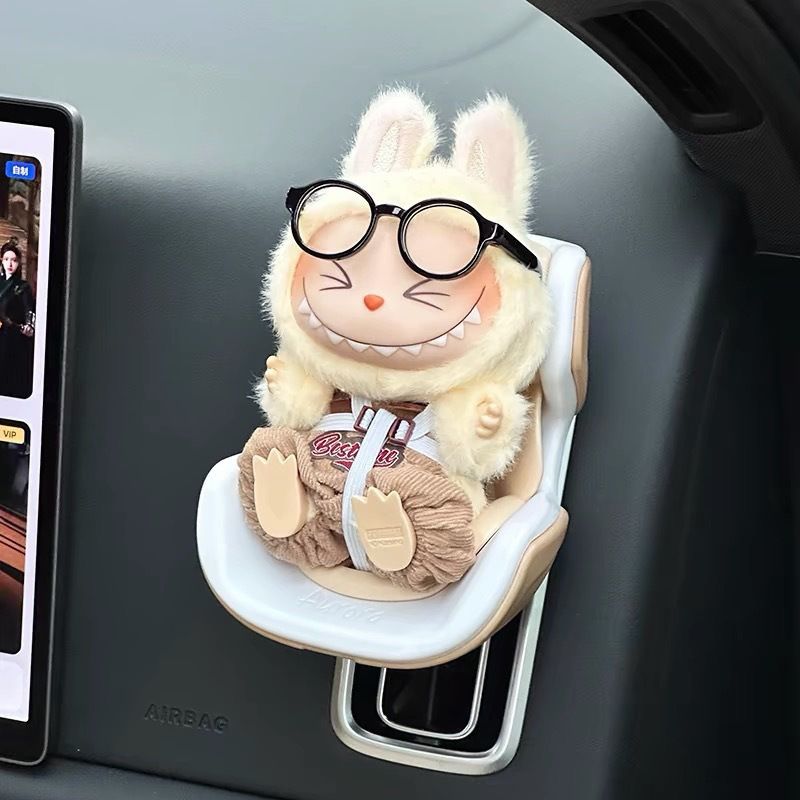 Gray Mini Doll Safety Seat with Magnetic Base, Car Dashboard Plush Toy Holder Decoration โ image 5