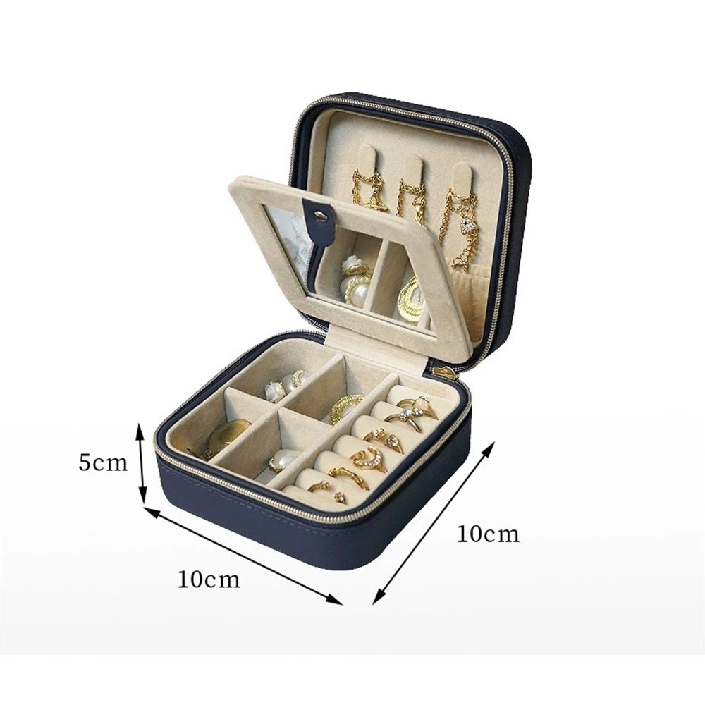 Travel Jewelry Case,Organizer With Soft Lining & Multi Layer Compartments Small Box Gifts for Women (beige) — image 4