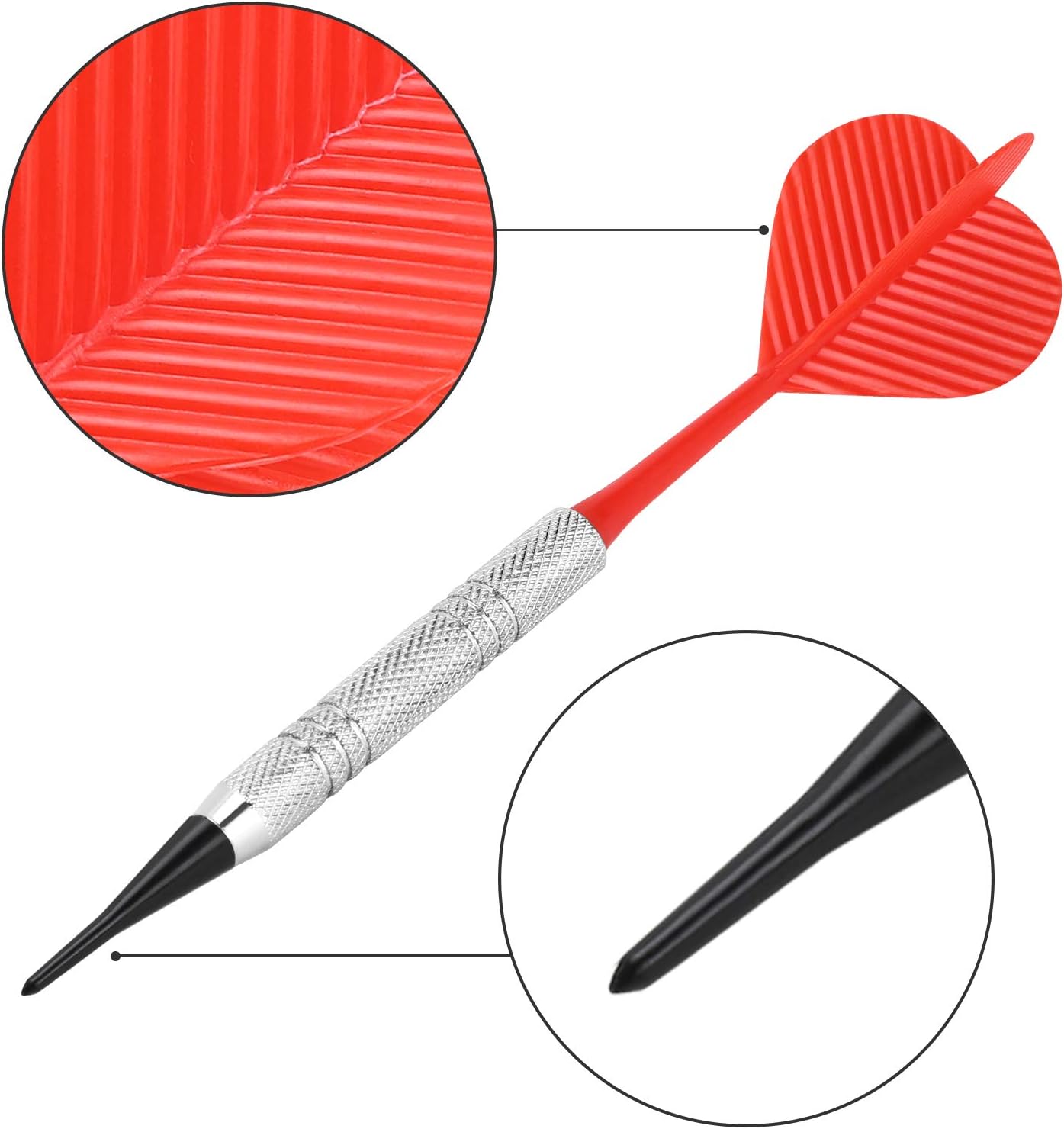 Soft Tip Darts, Bar Dart, Plastic Tip Darts Set, Attach Extra 100 Black 2BA Replacement Tips, Soft Tip Darts for Electronic/Plastic Dartboard — image 3