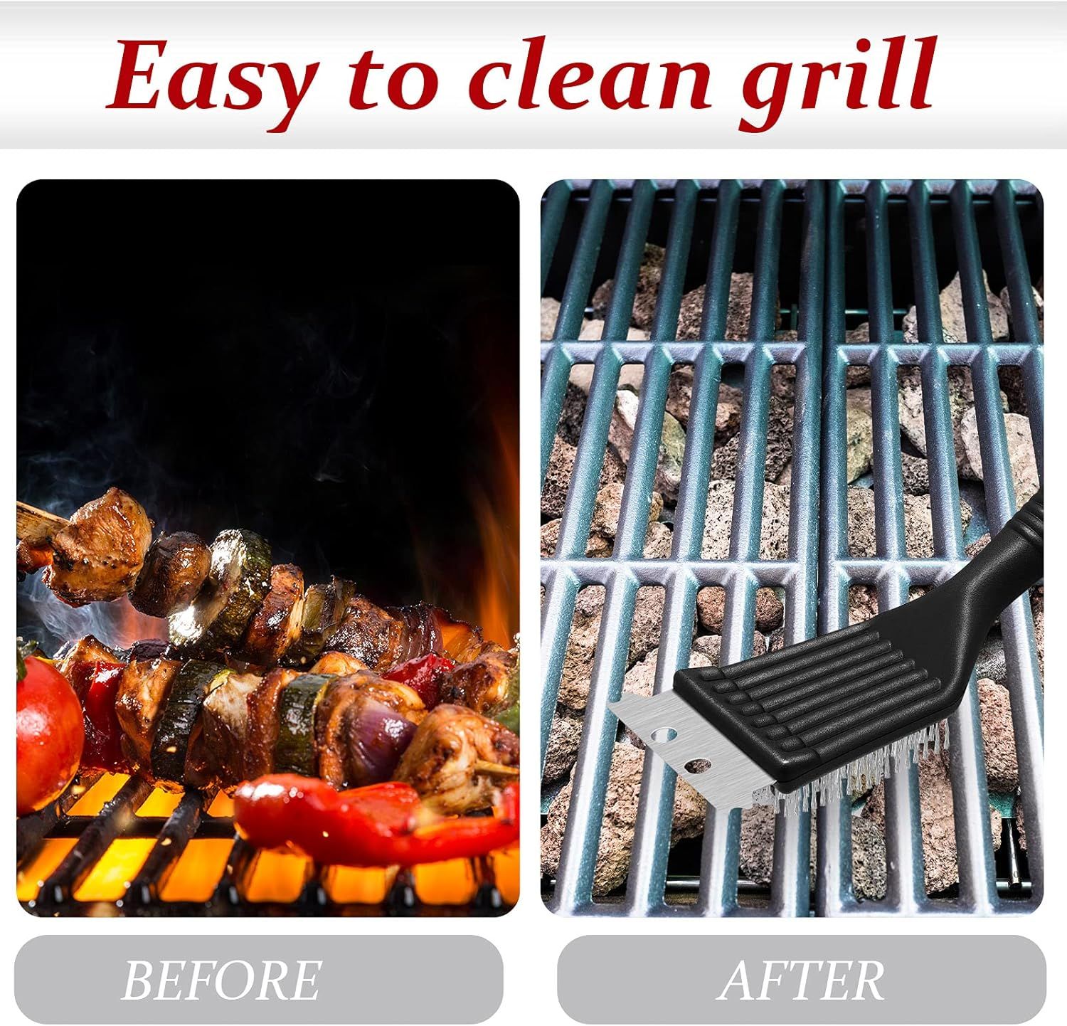 Grill Brush and Scraper Stainless Steel Wire Grill Brush Extra Strong BBQ Cleaner Accessories Heavy Duty Barbecue (8 Inch) — image 5