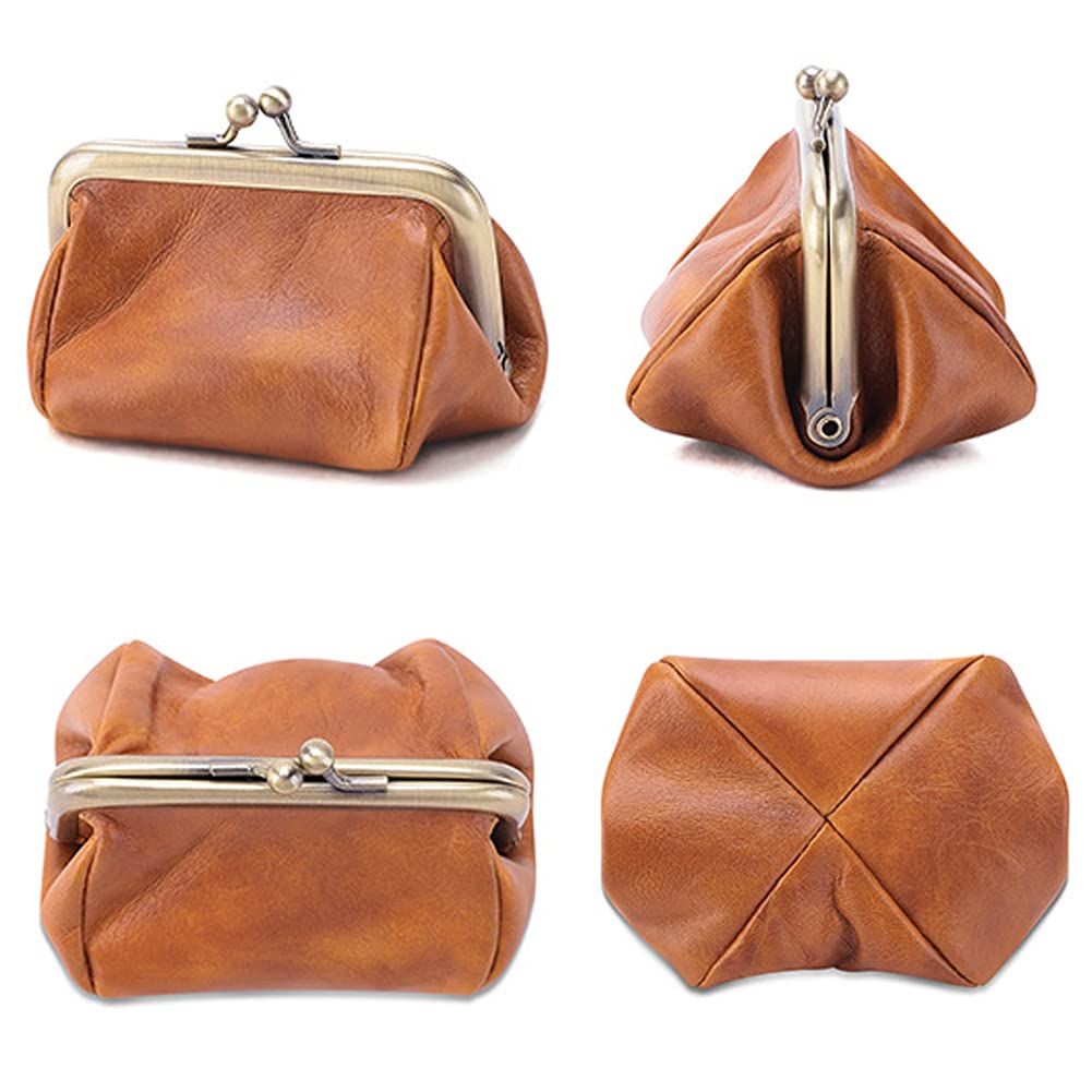 1 pcs Genuine Leather Clutch Bag for Women Wallet Retro Coin Purse Coin Organizer Cute Purse (brown) — image 2