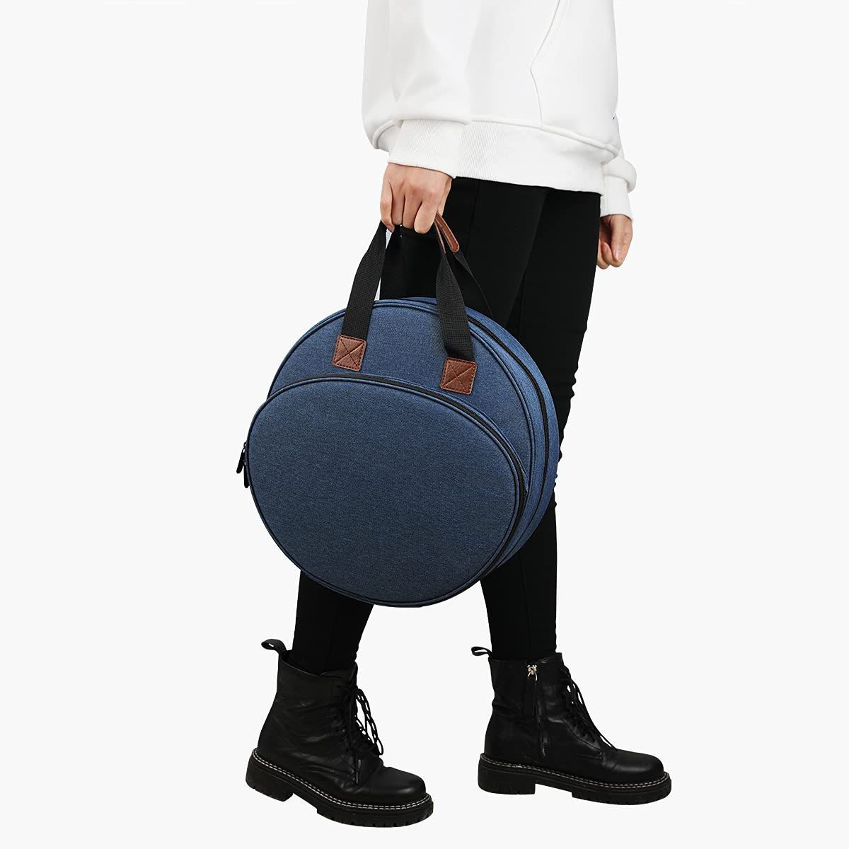 Sewing Crafts Storage Tote Bag,Knitting Bags with Zipper Pockets Organiser for Embroidery,Charts and Threads, Diameter 35cm — image 4