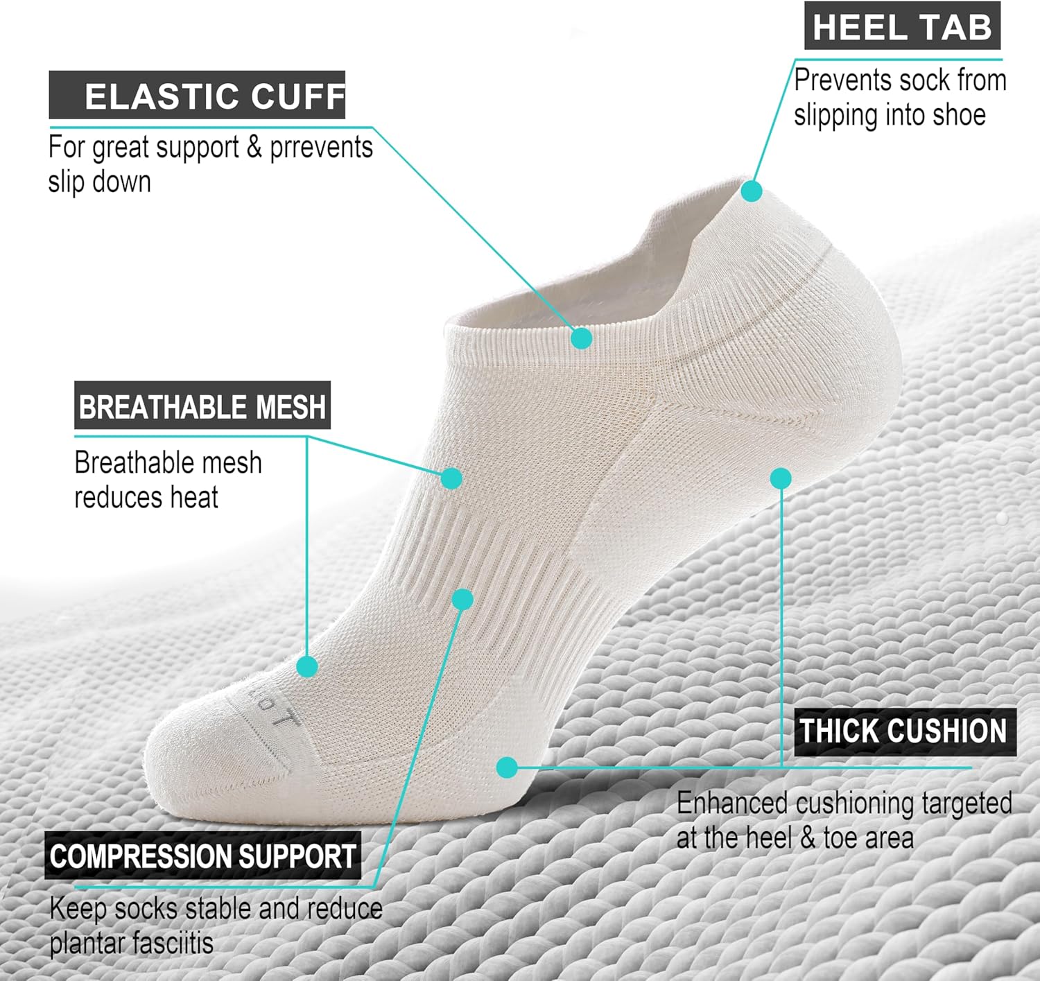 Toughland Merino Wool Socks for Men & Women – 80% Merino Wool, No Show, Lightweight, Chioned for Running, Hiking — image 4