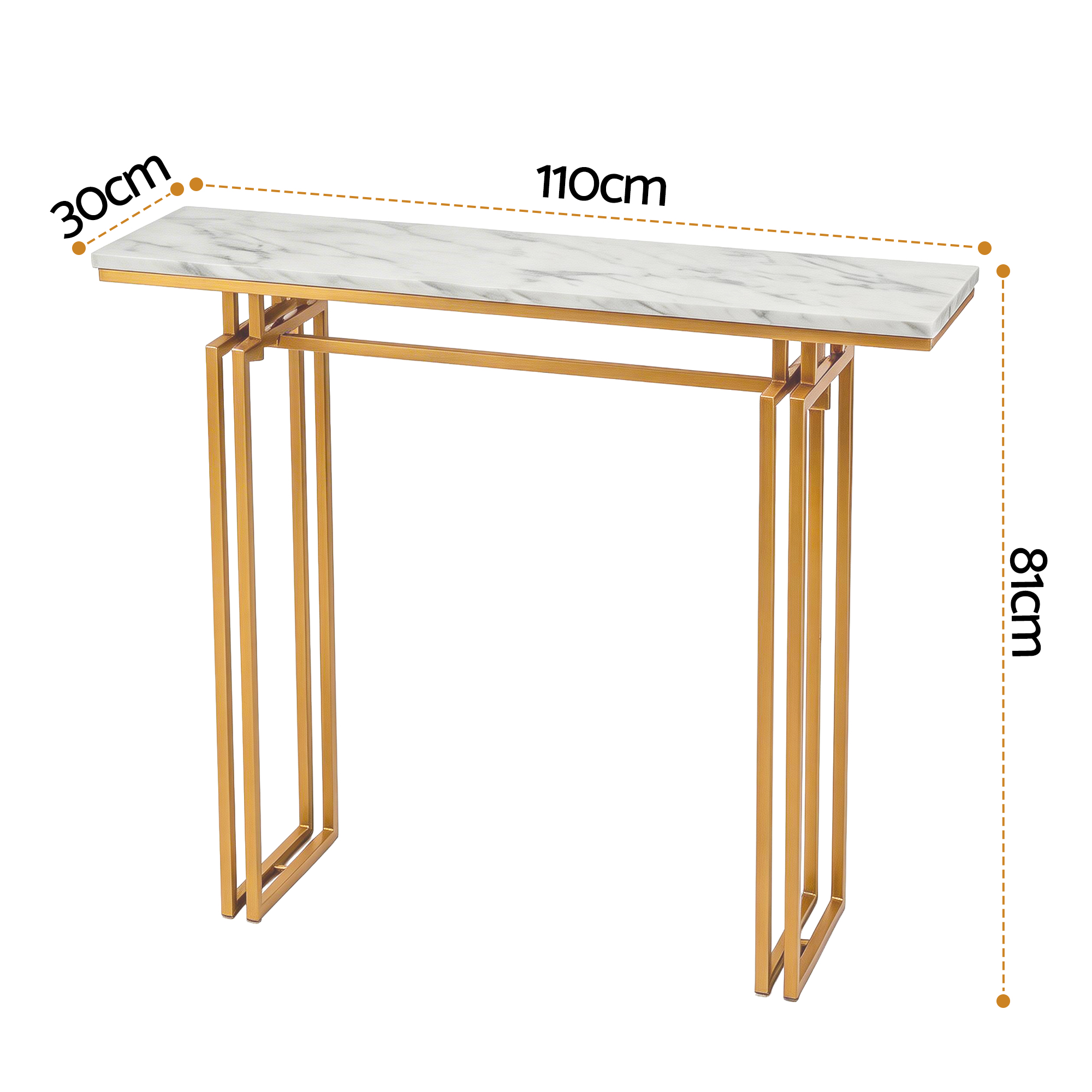 Artiss Console Table Hallway Entryway Table Marble Effect 110CM White & Gold โ image 2