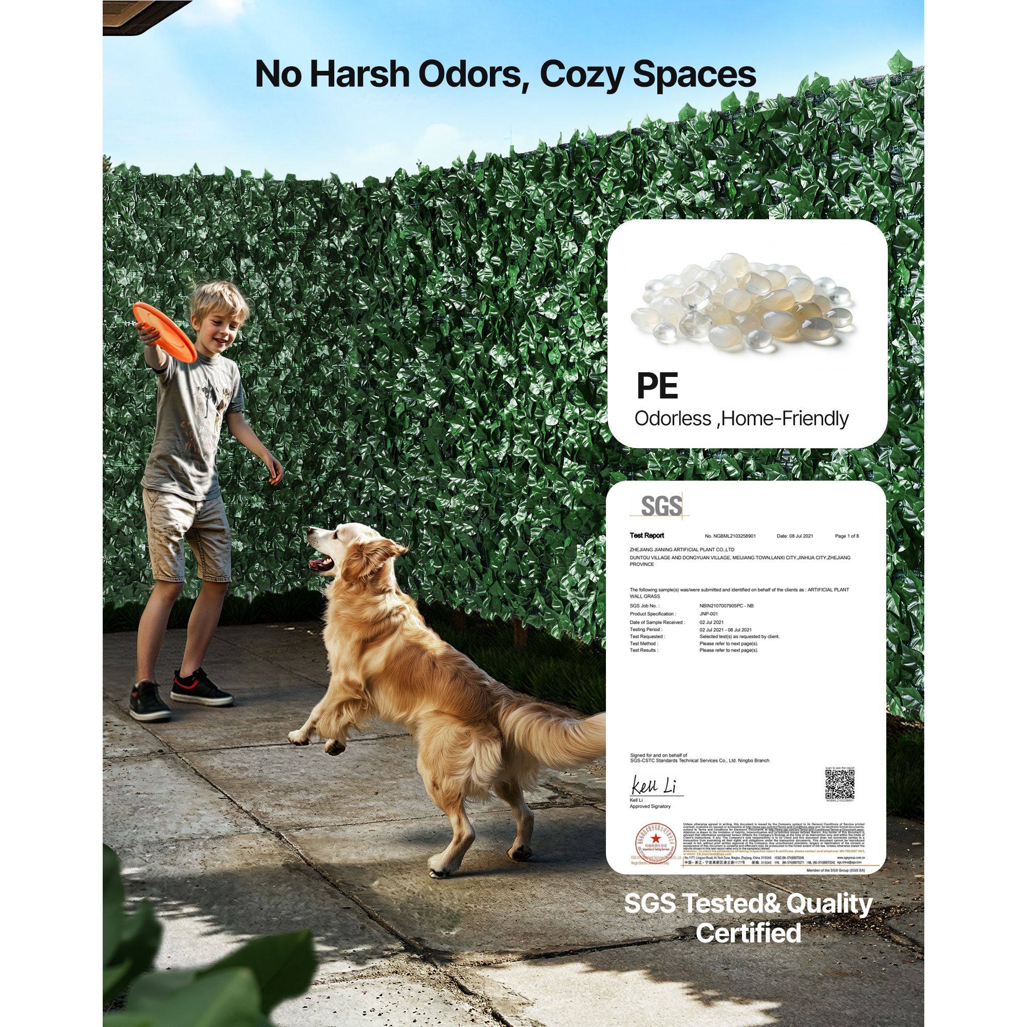Ivy Privacy Fence, 39 x 198in Artificial Green Wall Screen, Greenery Ivy Fence with Mesh Cloth Backing and Strengthened Joint, Faux Hedges Vine Leaf Decoration โ image 4