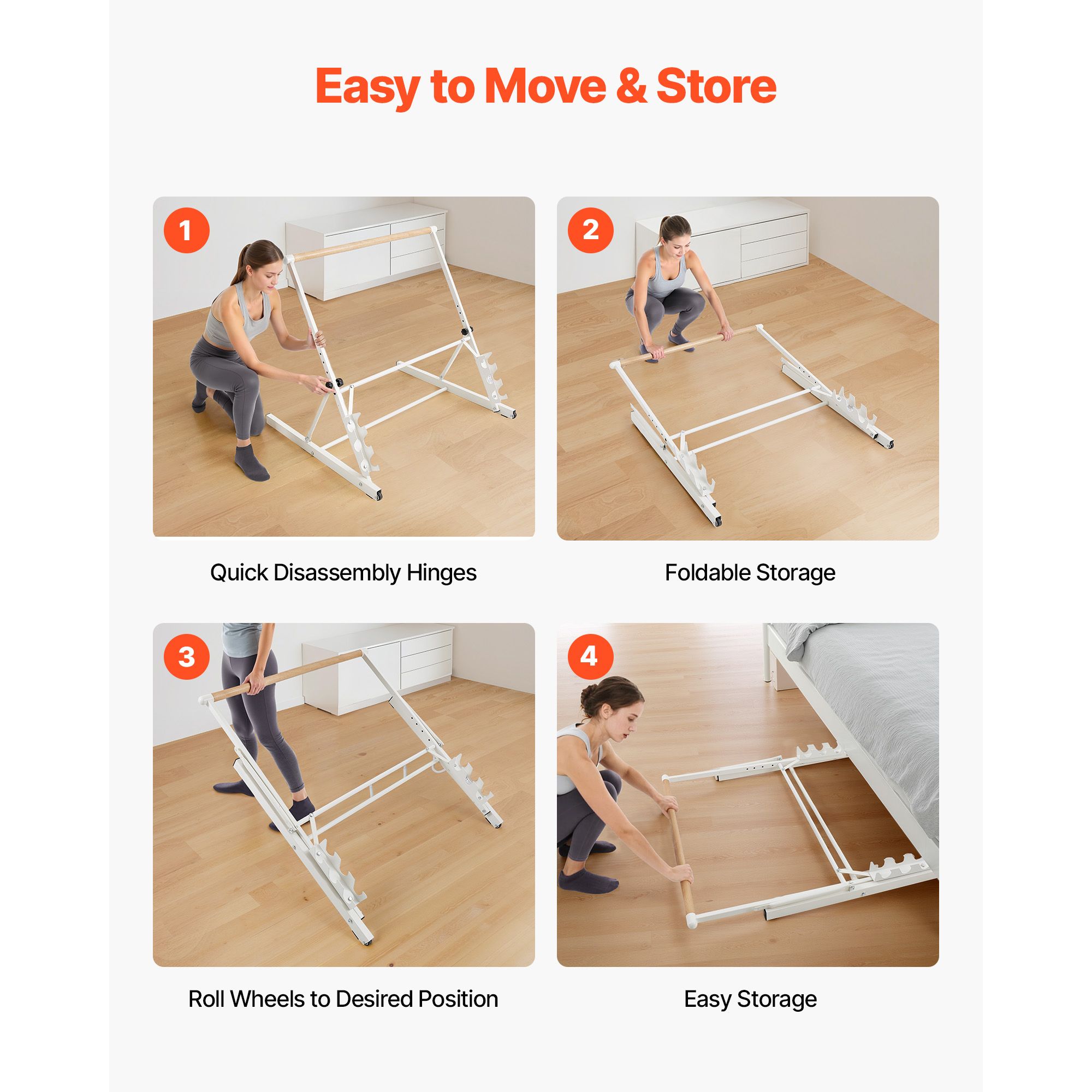 Ballet Barre, Freestanding Portable Barre Bar, Home Fitness Exercise Equipment for Abs, Arms, Strength, and Cardio, Easy to Store Foldable Stretching Dance โ image 6