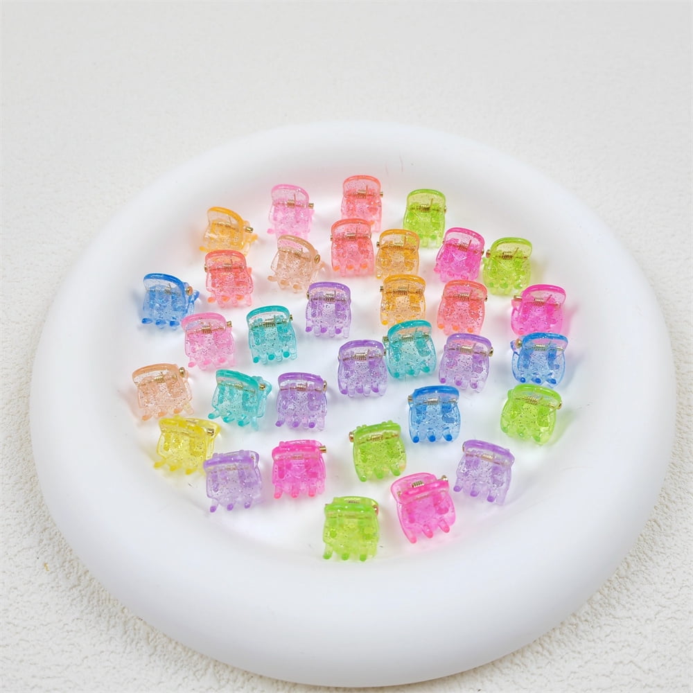 Cute Tiny Hair Clips,Colorful Hair Clips,Mini Glitter Hair Clips,Plastic Claw Clip,Crystal Hair Accessory,Sparkle Clamp for Baby Kids Girls Toddler Women Thin — image 5