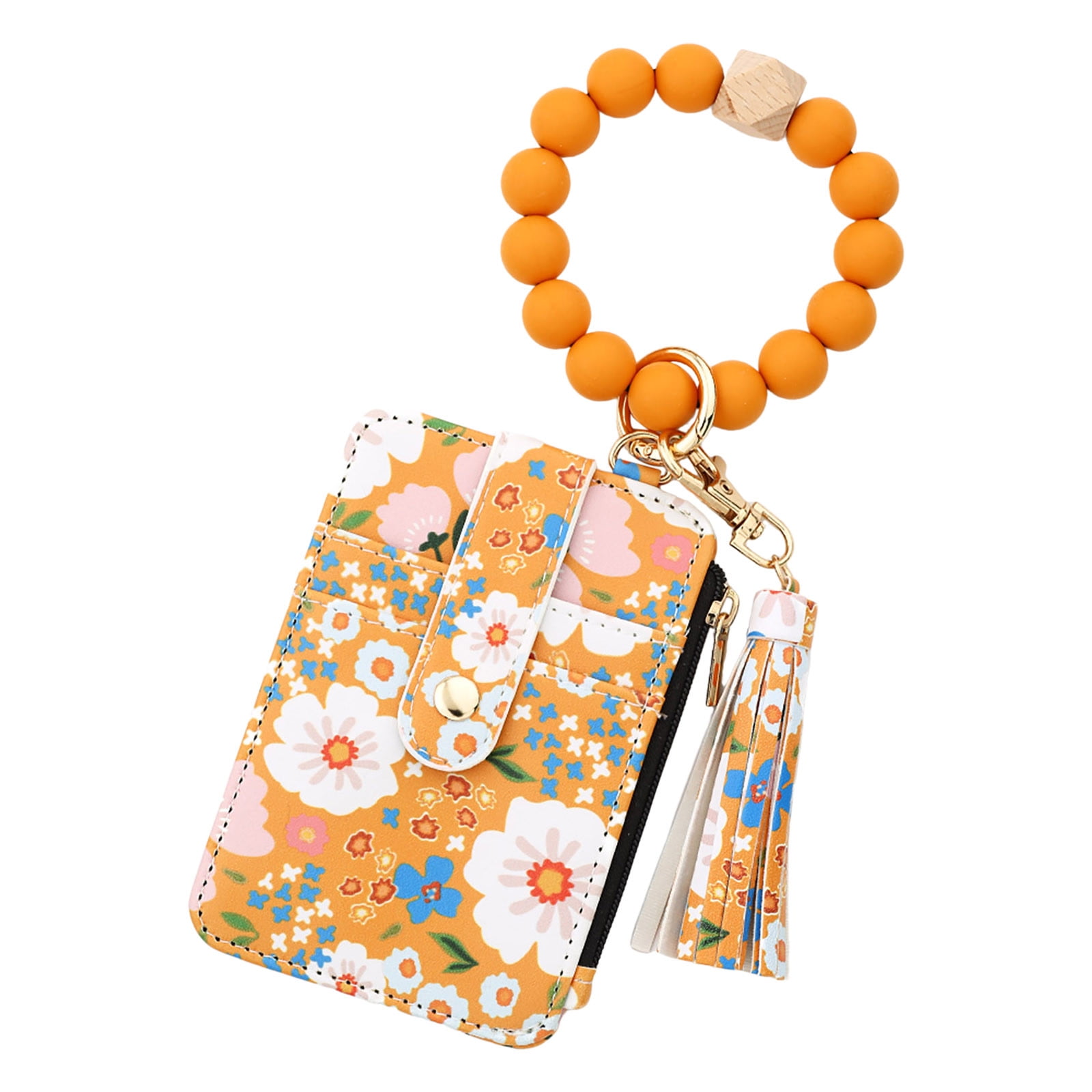 Wallet Women, Wallet Keychain Wristlet for Women, Slim Credit Card Holder Wallet, Fashion Tassel Keychain Bangle Key Ring Purse for Women ( 18 Kinds of Prints — image 2