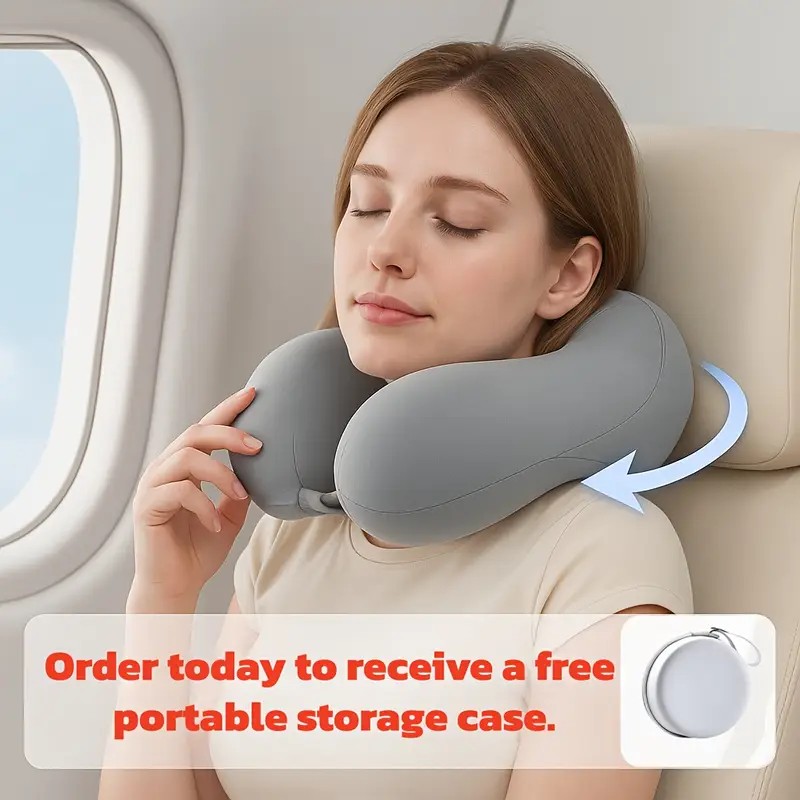 Black Travel & Home Neck Pillow – Ergonomic, portable, perfect for sleep. Fits desks, cars, and long flights. Features slow rebound foam, washable cover — image 4