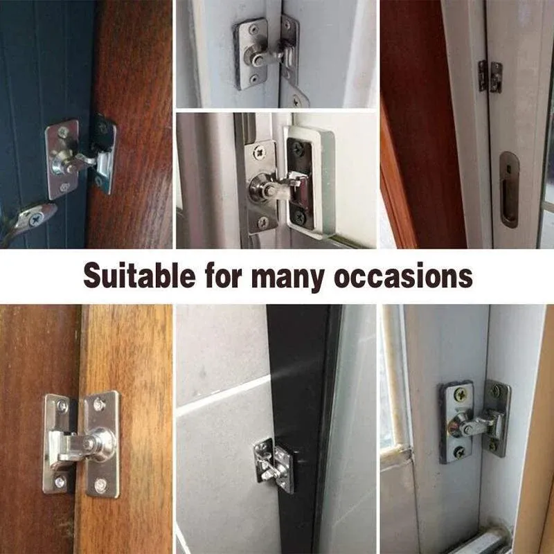 90 Degree Sliding Door Lock Hasp - Stainless Steel Corner Latch - Black-2PCS — image 6