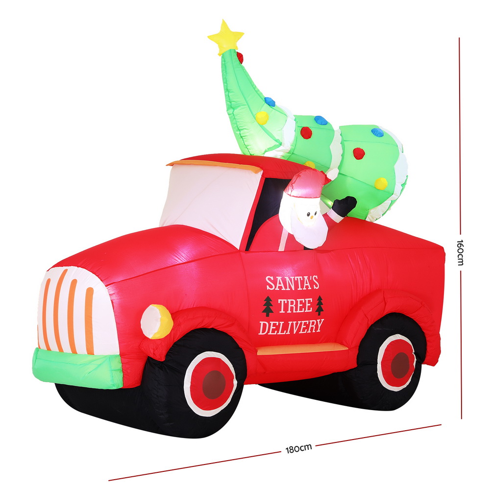 Jingle Jollys Christmas Inflatable Santa Truck 1.6M Height LED Decorations Illuminated โ image 3