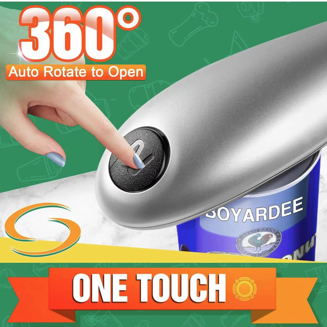 2pc One-Touch Electric Can Opener - Automatic Hands-Free Operation with Safety Smooth Edge(silver) โ image 2