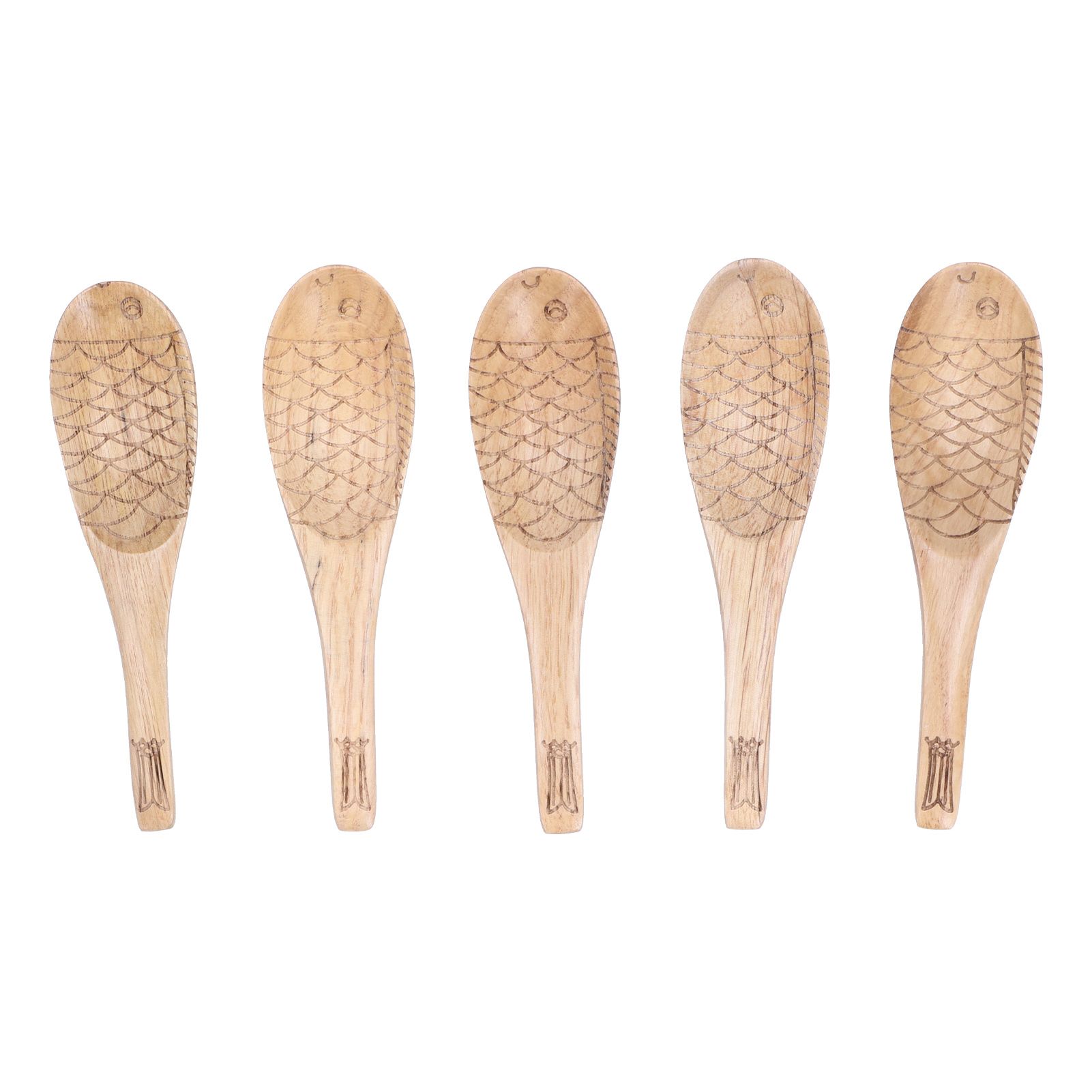 5Pcs Fish‑shaped Carved Rice Spoon Soup Spoon It Means More Than Every Year, Spoon Tableware