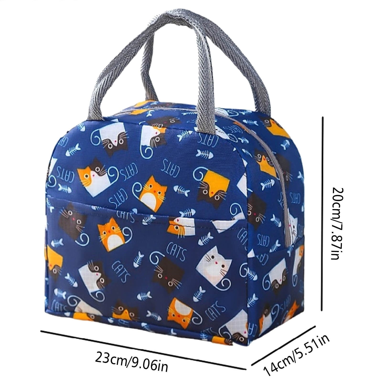 Back to School SuppliesPortable Insulated Lunch Bag Fast Food Insulated Bag 1Pc B Navy Blue Cat (Include: 1×Insulated Lunch Bag) Sale B — image 3