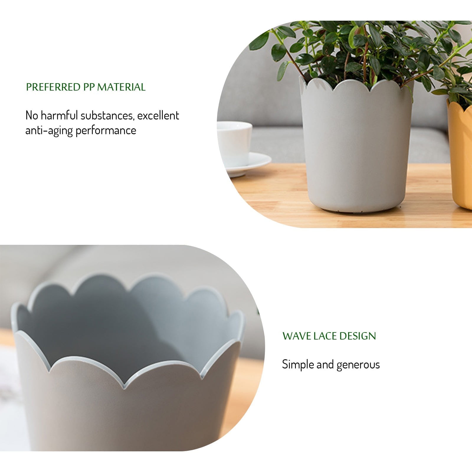 Flower Pots, Garden Supplies Promotion! Plastic Plant Pots for Plants With Saucers Indoor Set of 1 Plastic Planters Modern Flower Pot With Hole for All House — image 5
