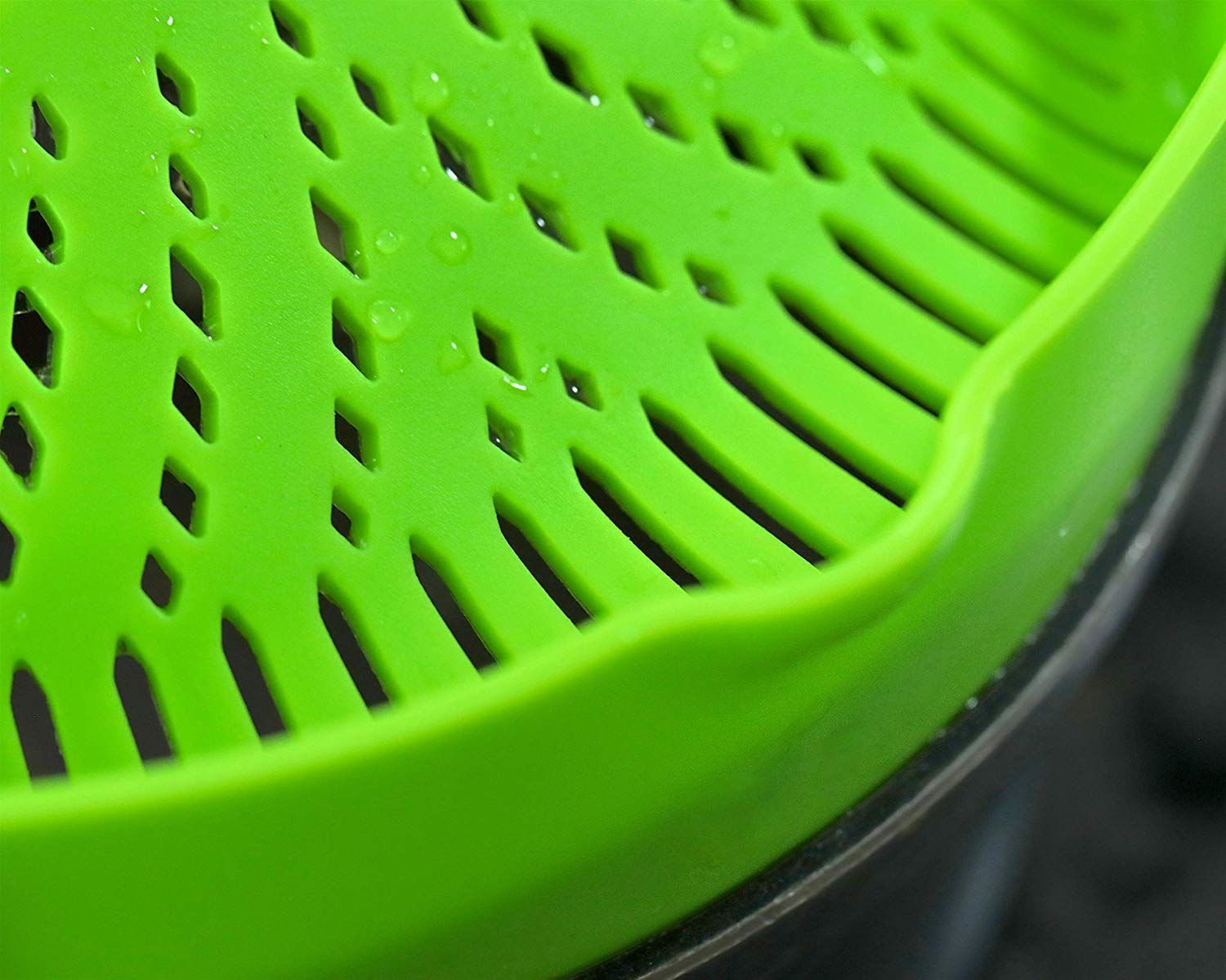 Heat Resistant Silicone Pot Strainer, Clip on Pots Pans, Pan Strainer for all Pots and Bowls - Green โ image 2