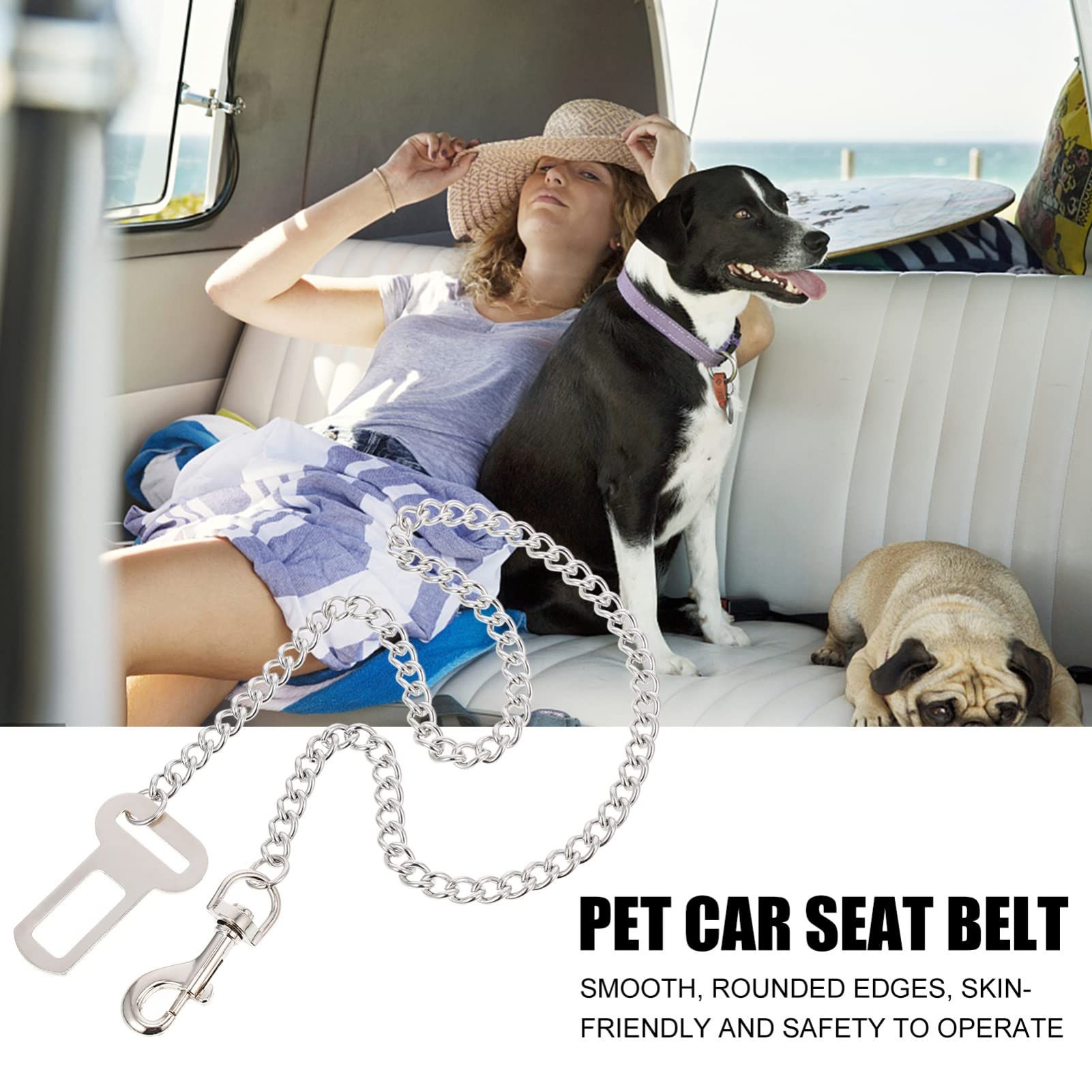 Dog Car Seat Belt - Dog Chain 60cm Dog Seatbelt Stainless Steel Pet Safe Dog Seatbelt Vehicle Travel Dog Harness Chain Dog Belt — image 3