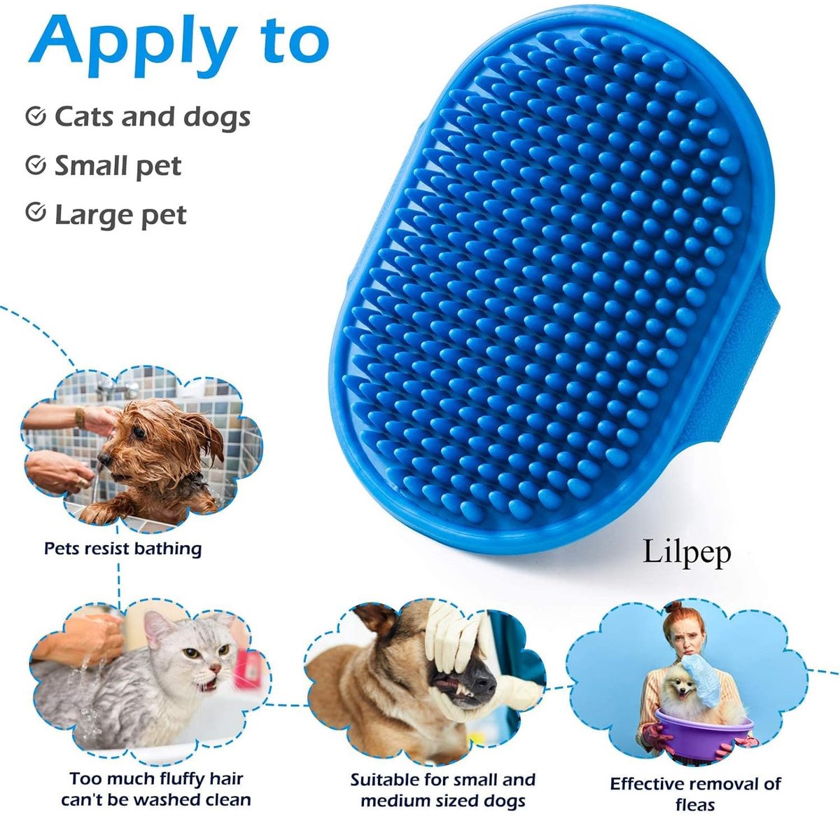 Pet Hair Remover - 2 Pieces - Cat Comb - Pet Hair Remover - Pet Grooming Gloves - Pet Silent Hair Removal Gloves - Dog Brush - Cat Brush - Reusable - For โ image 2
