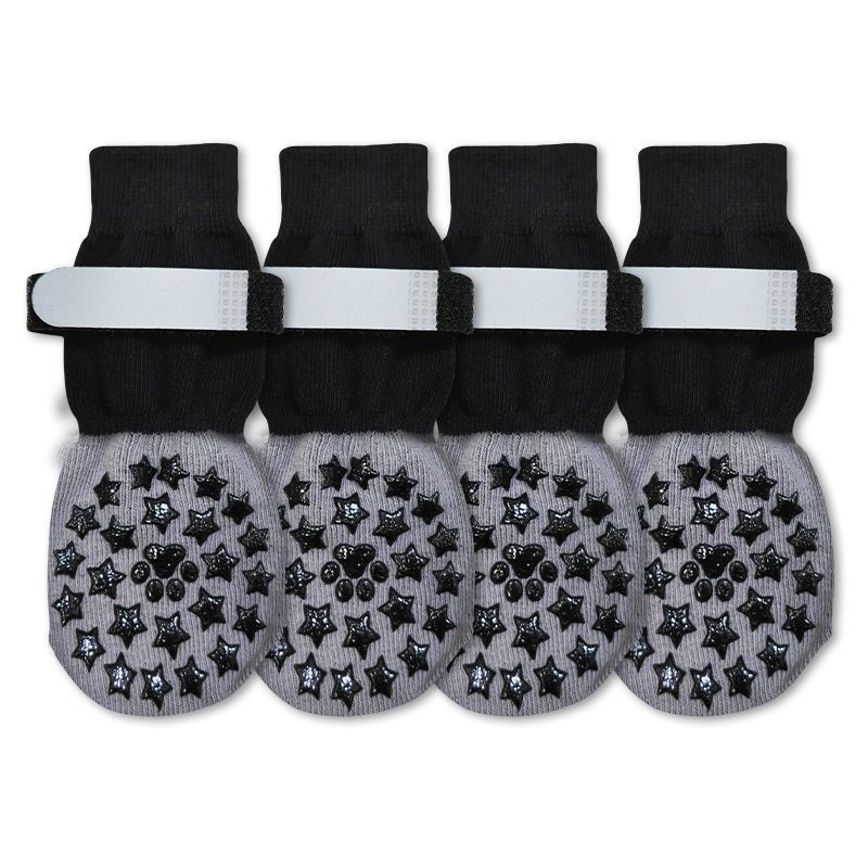 Anti-Slip Dog Socks with Adjustable Velcro, Non-Slip Grip Paw Protector for Indoor Floors & Outdoor Walks, Soft Breathable Pet Booties with Reflective Strips