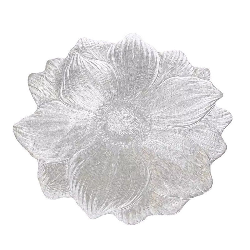 Silver Placemats 15" Set of 6, Pressed Lotus Flower Design, Washable & Non-Slip pvc - Perfect for Dinner, Holiday, Wedding Decor & Party Table Settings — image 2