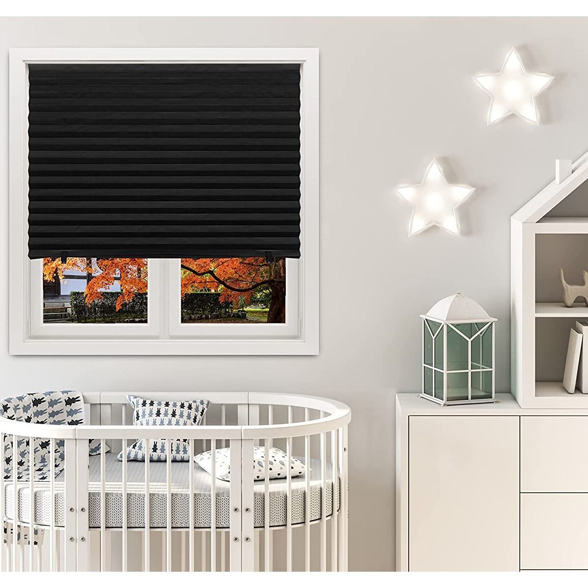 Cordless Room Darkening Temporary Pleated Vinyl Window Shades- Light Filtering Pull Down Blinds for Windows β image 3