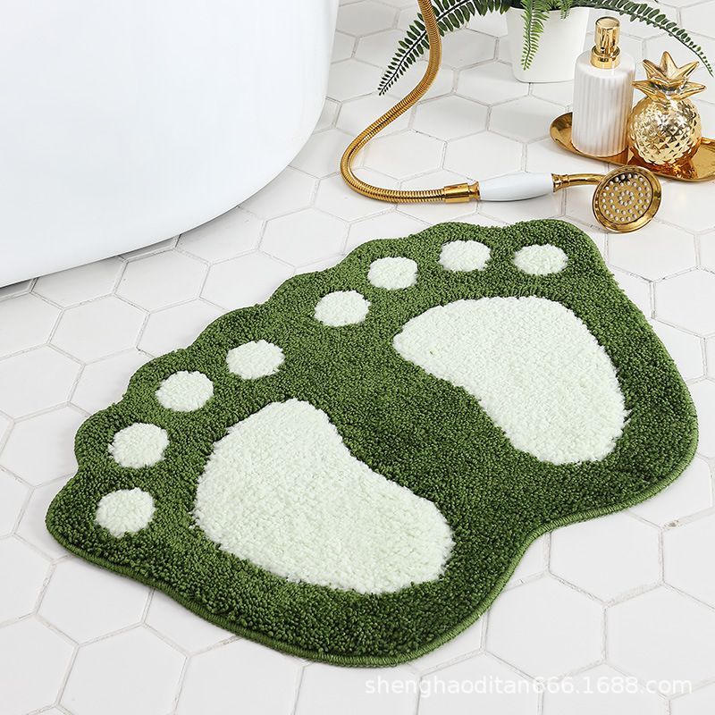 Faux Wool Bathroom Mat Super Absorbent Mat Paw Shaped Mat Non Slip Mat Machine - Coffee - Size 40-60cm — image 2