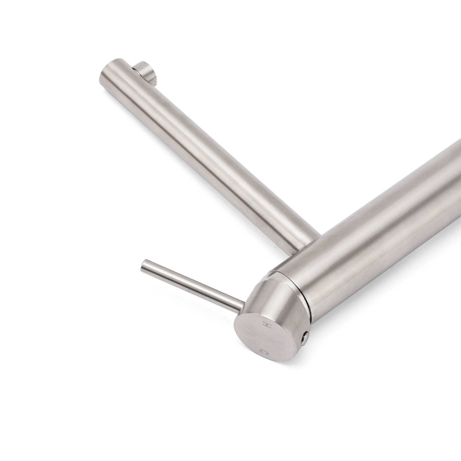 Brushed Nickel Classic Round Bathroom Basin Straight Spout Mixer Sink Faucet Tap โ image 5