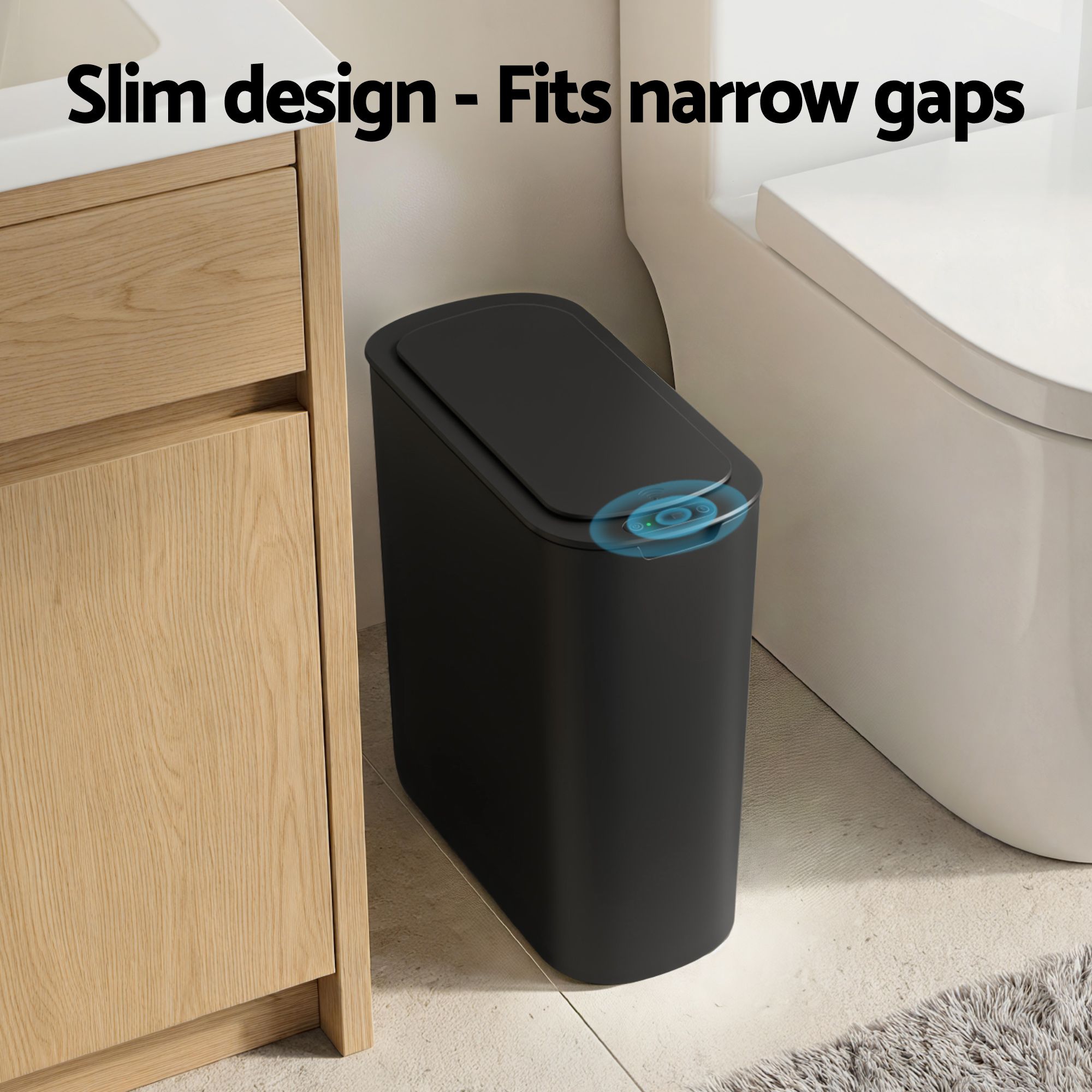 Devanti Automatic Trash Bin with Lid 21L Motion Sensor Kitchen Bin Touchless Garbage Can Modern Black Plastic Slim Rubbish Bin with Liner Holder for Kitchen โ image 6